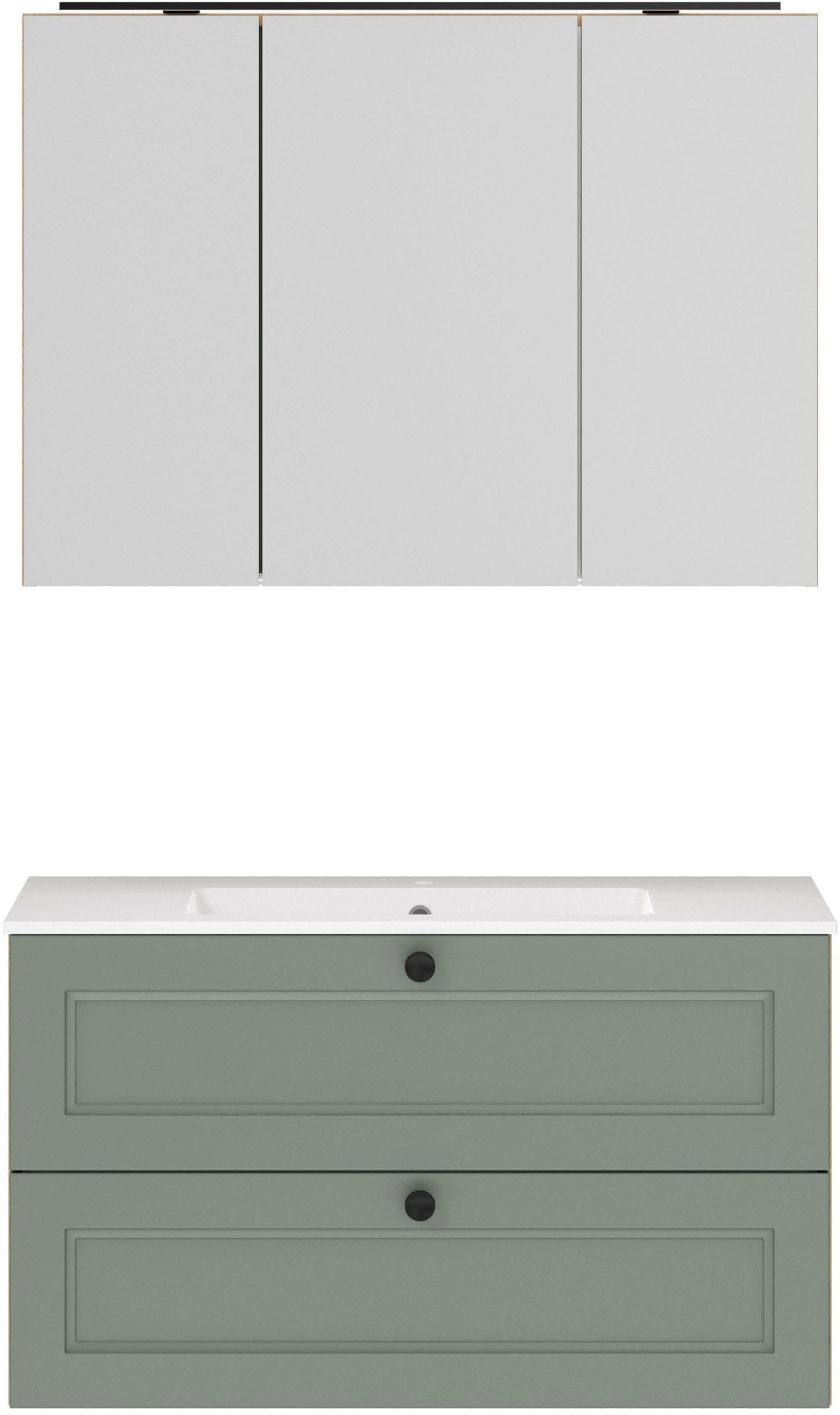 nobilia "Cascada" Set, mit Waschbecken, inkl. Spiegelschrank mit Beleuchtung, 2 Stk. tlg.