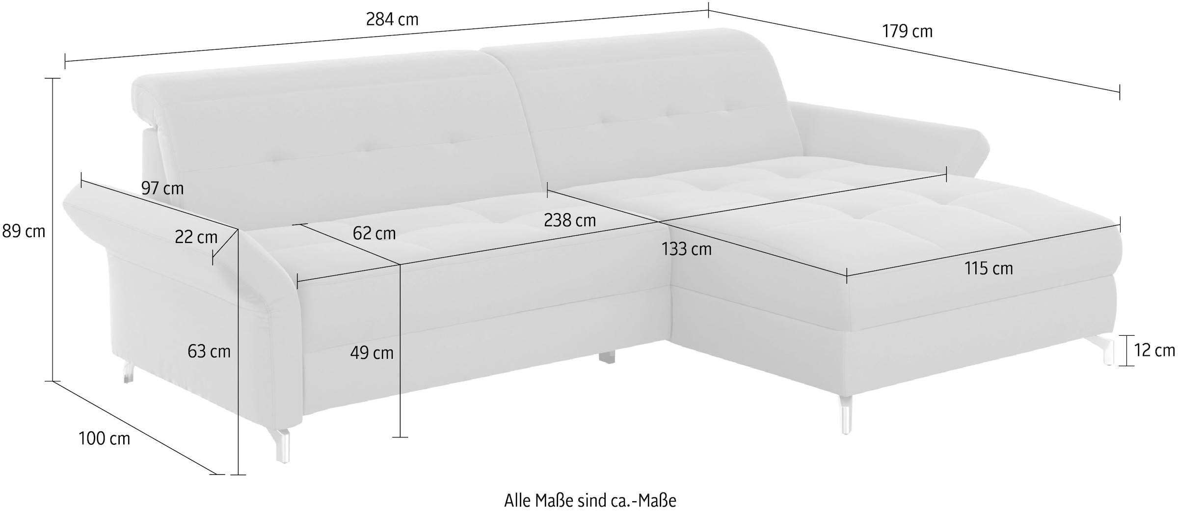 INOSIGN Ecksofa »Maredo L-Form«, Federkern, wahlweise auch mit Kopfteil- und Armlehnverstellung