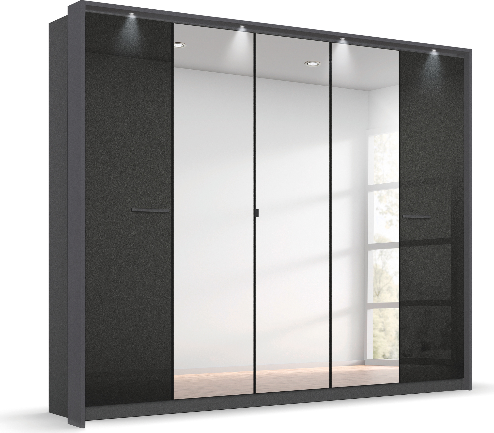 OTTO home Kleiderschrank "Mehrzweckschrank Aktenschrank Möbel Mietswohnung Schlafzimmer OTELI" erhältlich in Breiten 230/275 cm inkl. Innenschubladen und extra Böden, inkl. Passepartout optional mit Beleuchtung MADE IN GERMANY