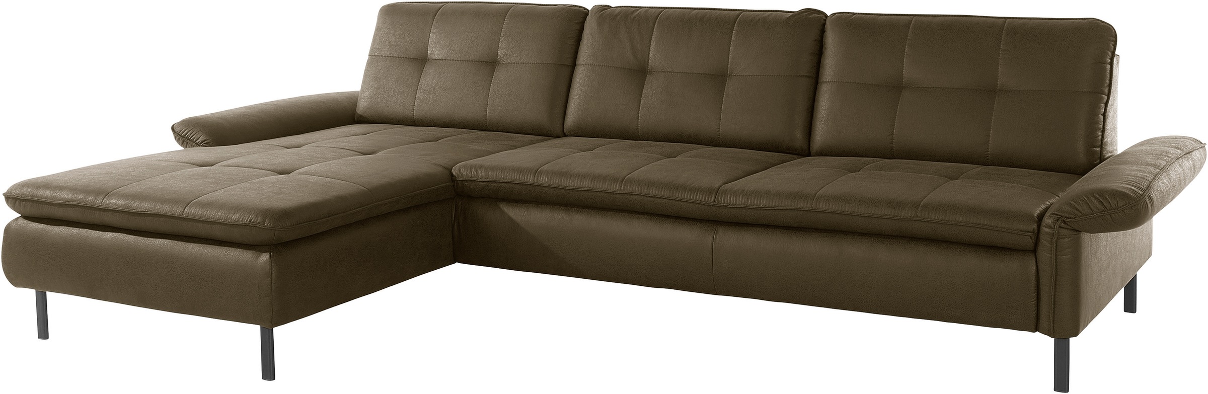 Ecksofa HOME AFFAIRE "Birkholm L-Form", grün (olive), B:267cm H:83cm T:174cm, 100% Polyester, Sofas, Ecksofa, Armlehnverstellung, auch in Easy Clean Bezug - mit Wasser zu reinigen 2