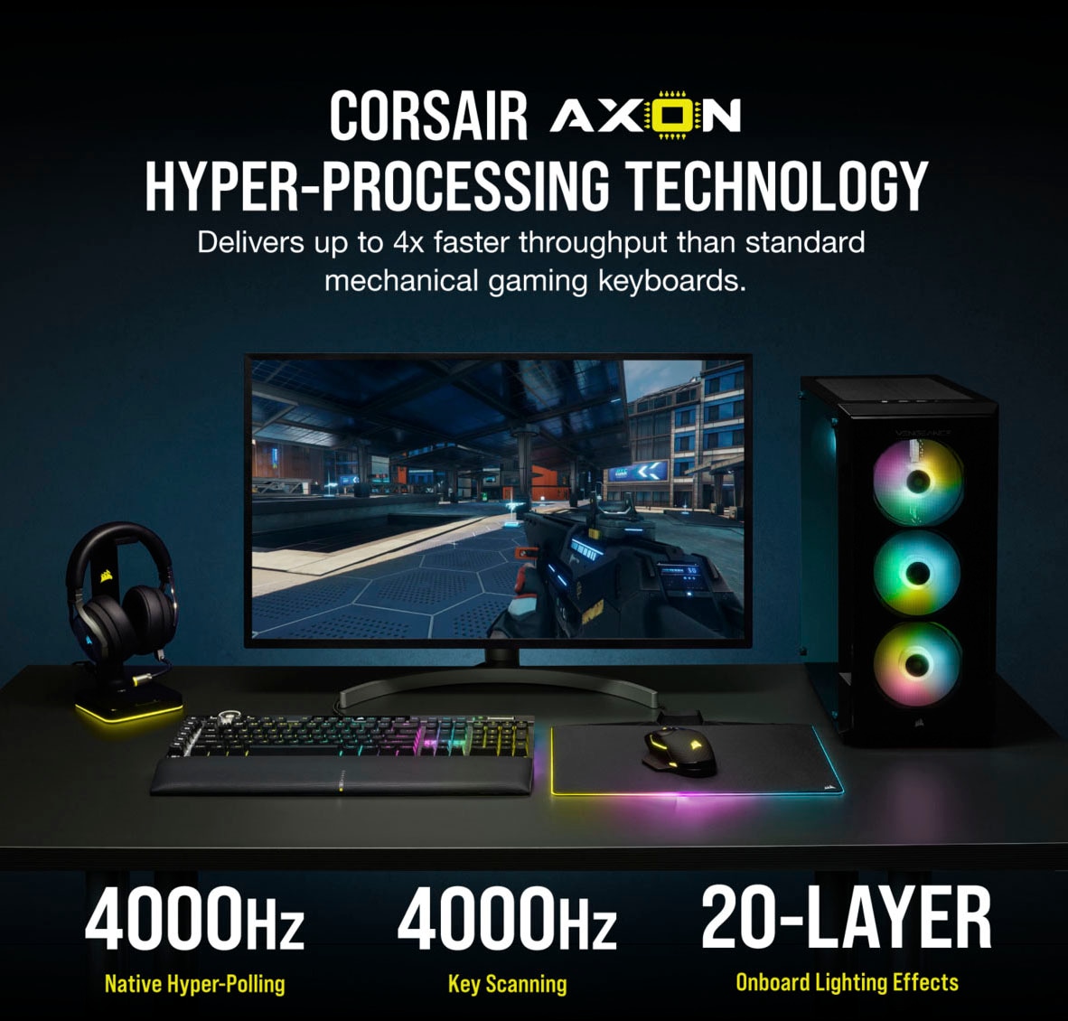 Corsair Gaming-Tastatur »Corsair K100 RGB«, (Handgelenkauflage-Multimedia-Tasten-programmierbare G-Tasten)