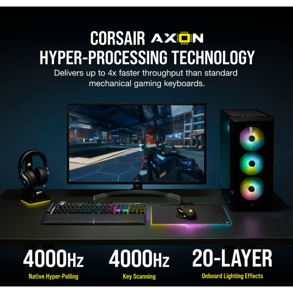 Corsair Gaming-Tastatur »Corsair K100 RGB«, (Handgelenkauflage-Multimedia-Tasten-programmierbare G-Tasten)