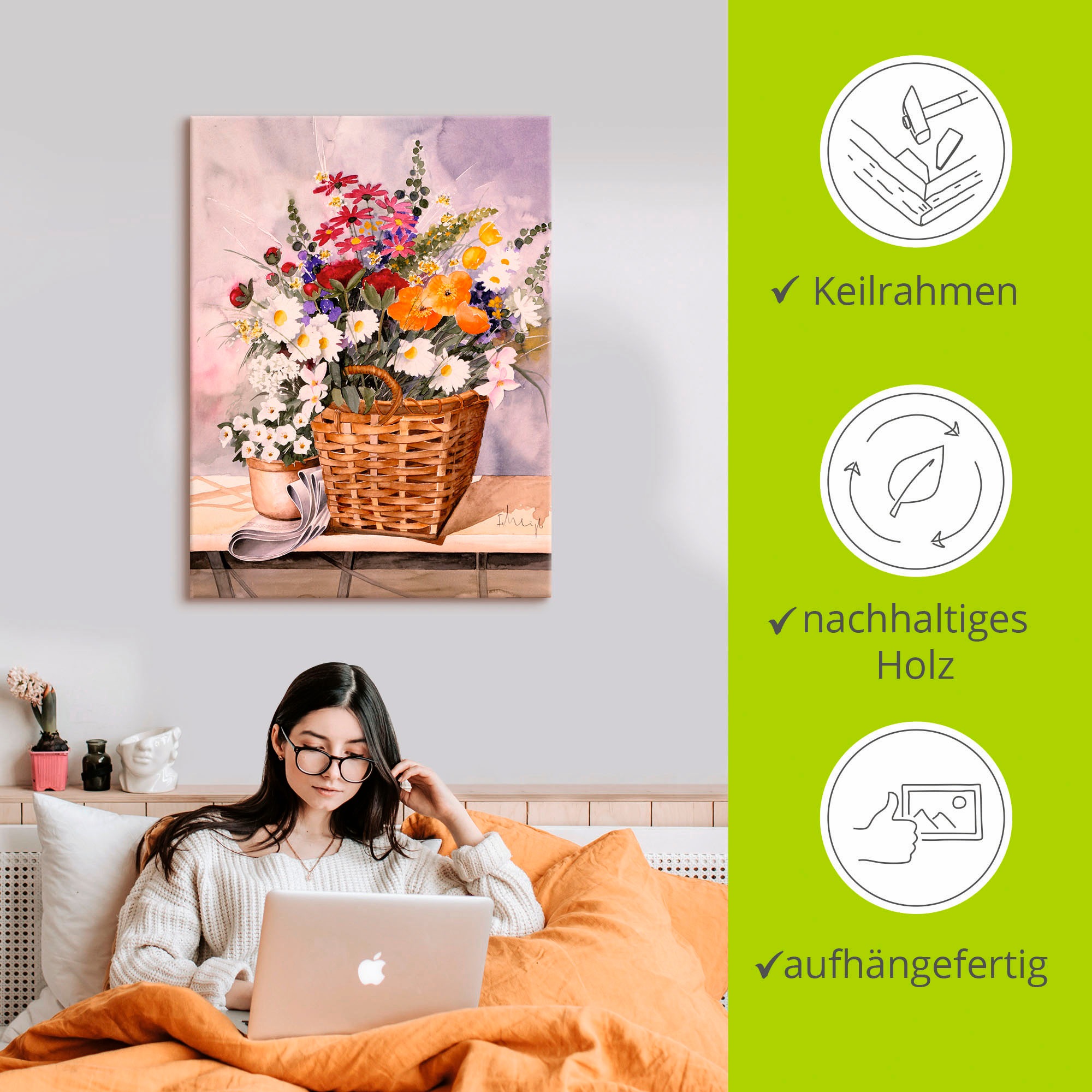 Artland Wandbild »Stillleben mit Kürbissen«, Blumen, (1 St.), als Leinwandbild, Poster in verschied. Größen