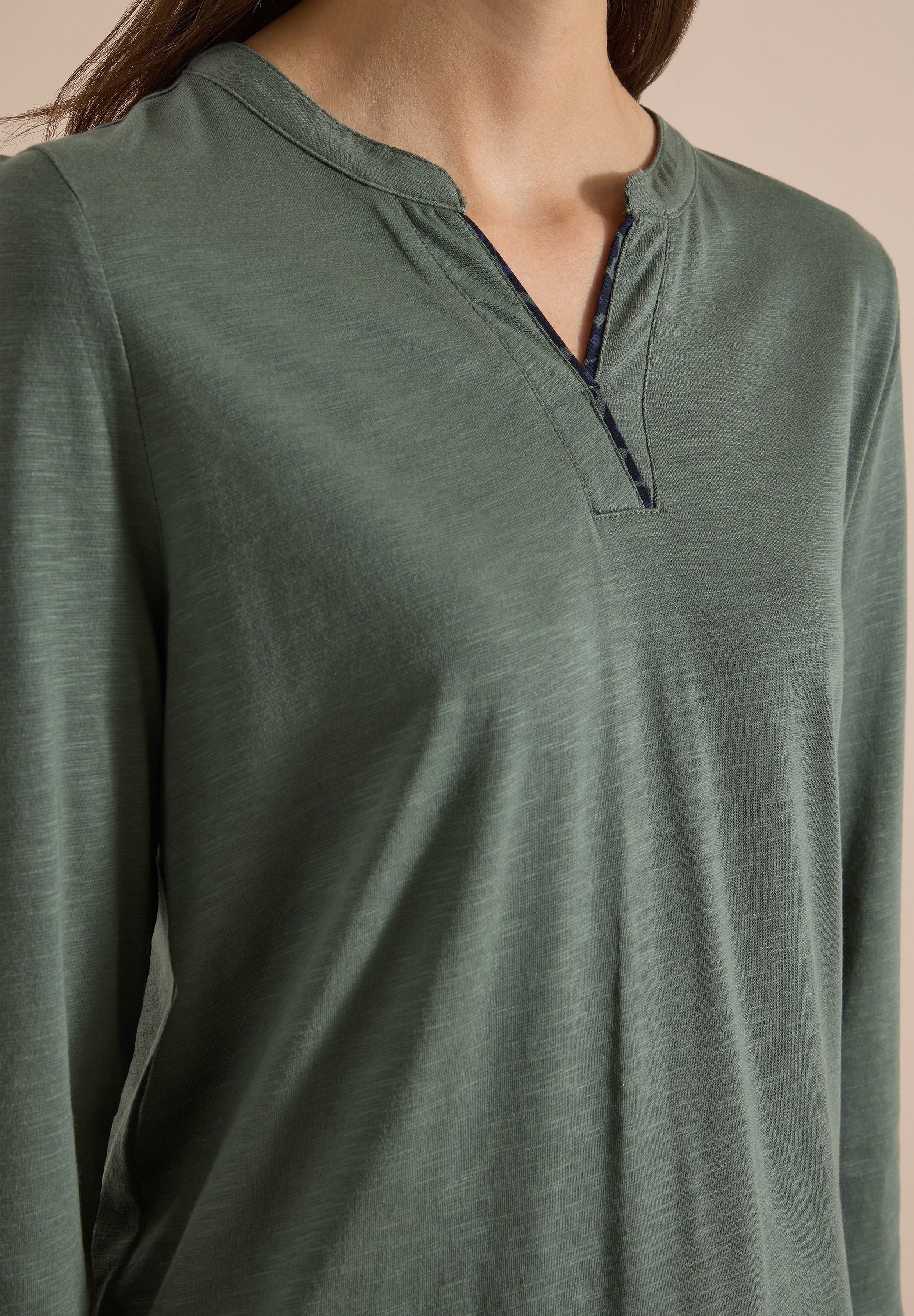 Cecil 3/4-Arm-Shirt mit Splitneck