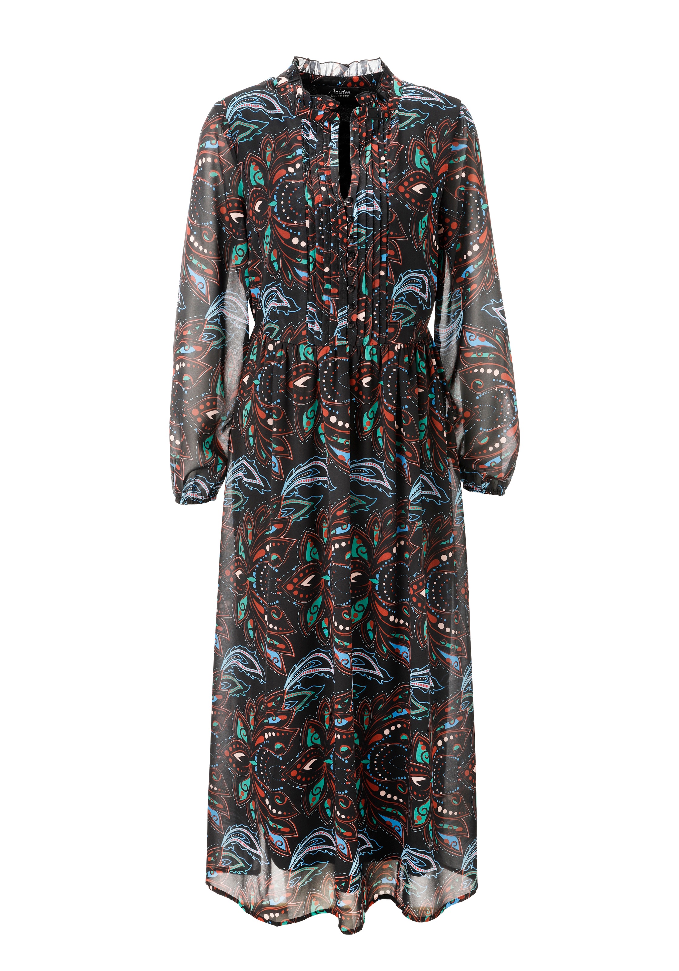 Aniston SELECTED Maxikleid, mit aufwendiger und dekorativer Biesenverarbeitung - NEUE KOLLEKTION