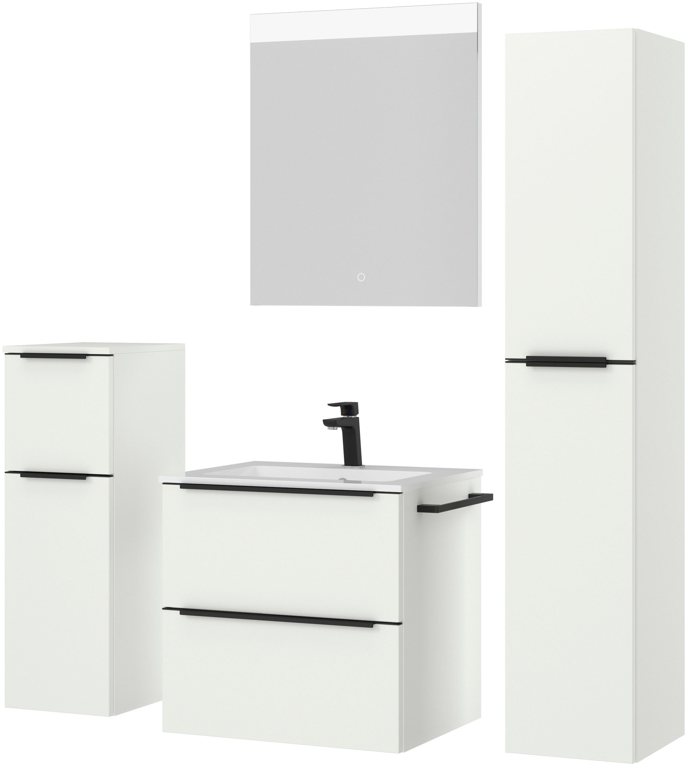 nobilia® Badmöbel-Set »Levere« vormontiert, mit Soft-Close, 4 Stk. tlg.