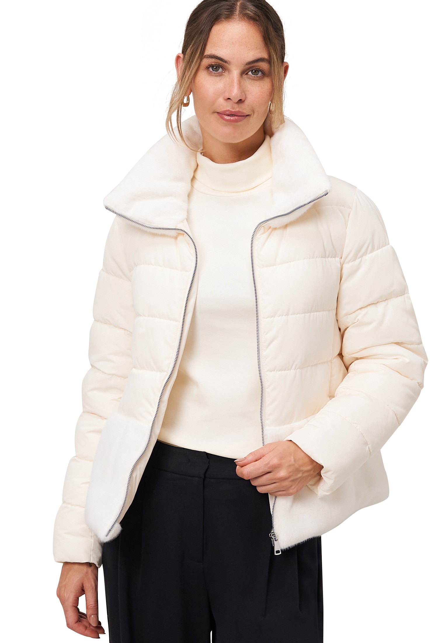 Zero Steppjacke "Damen Steppjacke mit Kunstfellkragen" günstig online kaufen