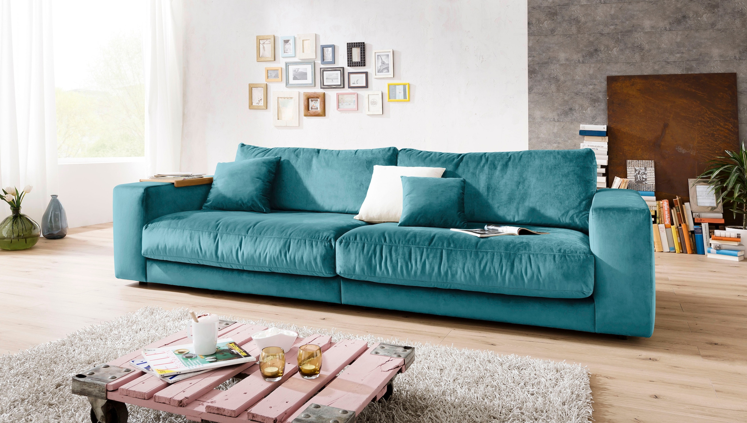 3C Candy Big-Sofa »Enisa II«, incl. 1 Flatterkissen, Wahlweise mit Flecken-Schutz-Bezug Easy care