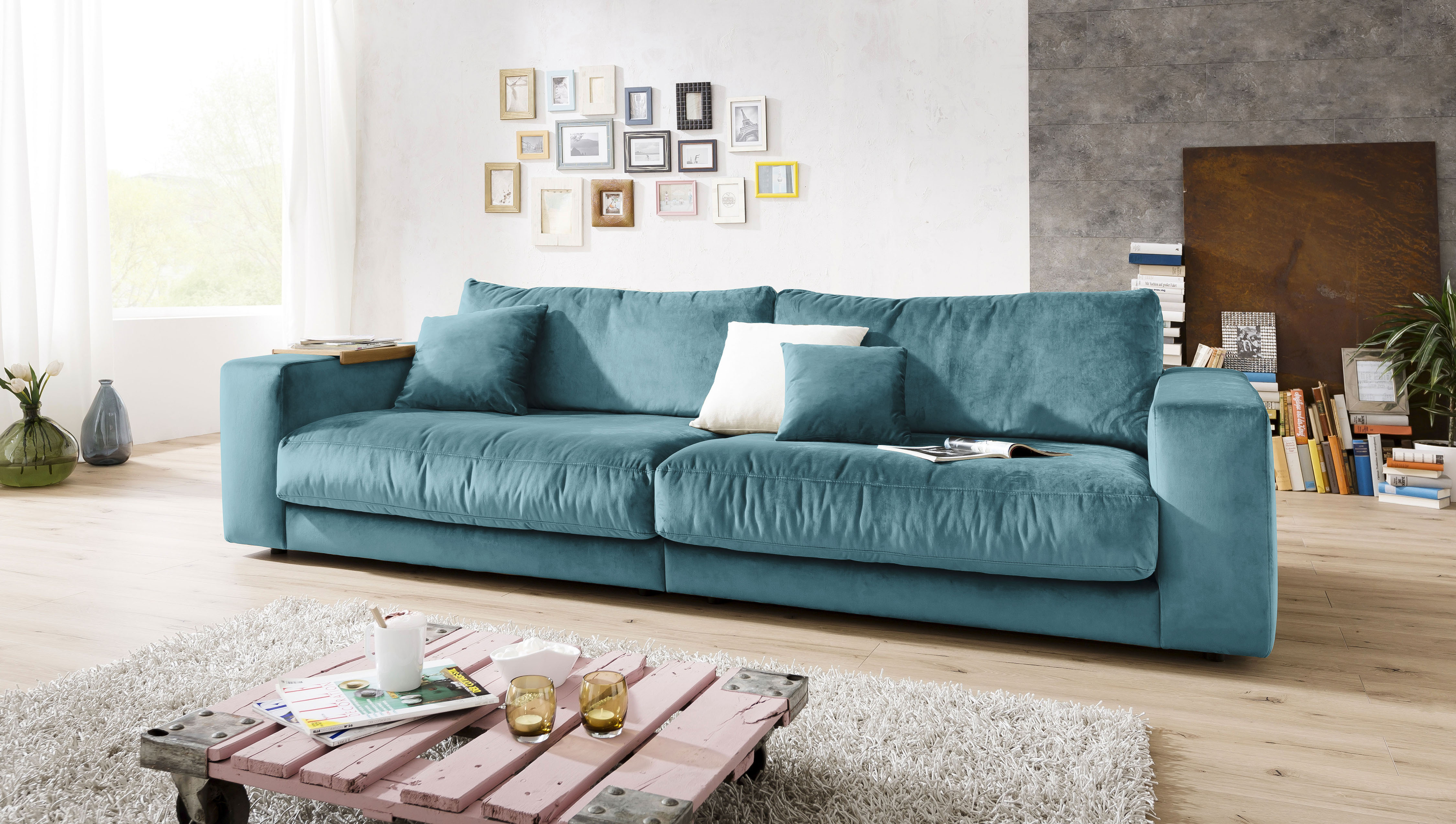 3C Candy Big-Sofa "Enisa II" incl. 1 Flatterkissen, Wahlweise mit Flecken-Schutz-Bezug Easy care