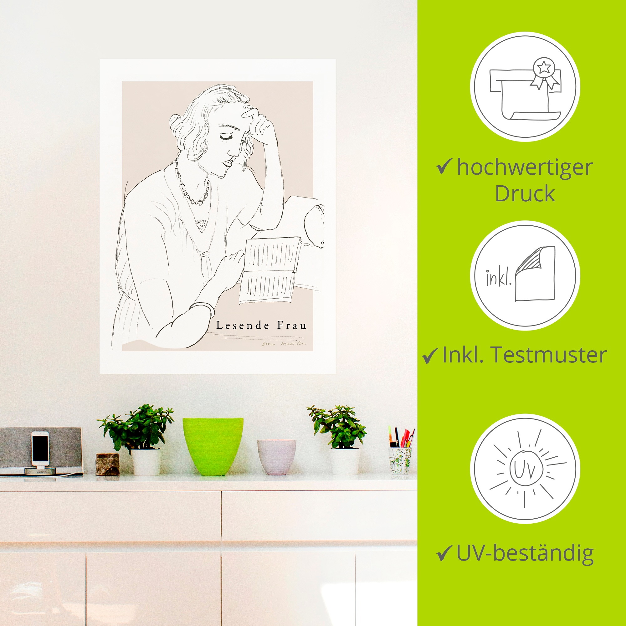 Artland Wandbild »Lesende Frau« Bilder von Frauen 1 Stk. tlg. als Alubild, Leinwandbild, Poster, Wandaufkleber in verschied. Größen