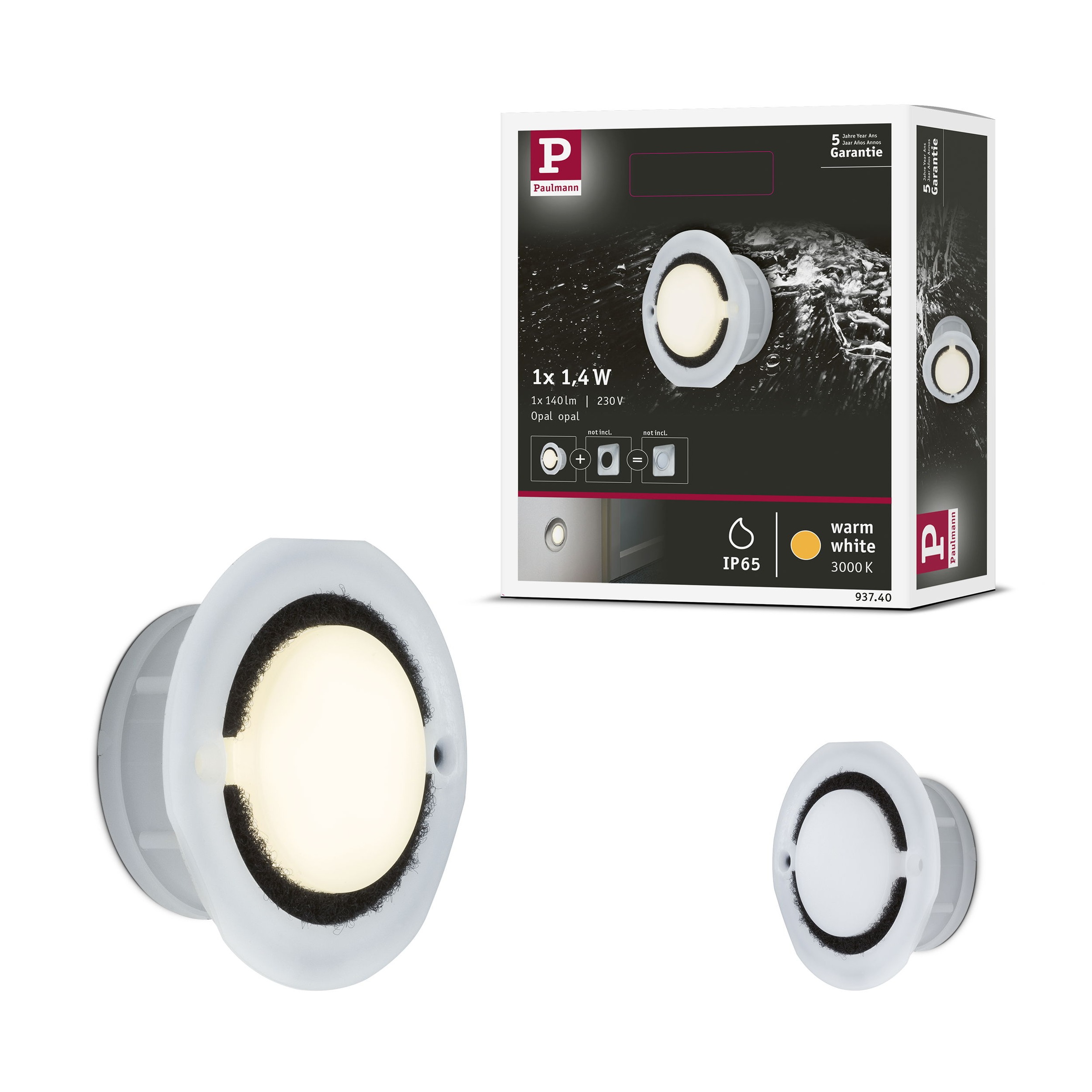 Paulmann LED Wandleuchte »Special Line IP65 rund 76mm 1,4W 140lm 230V 3000K Opal« 1 Stk. Warmweiß Wandeinbauleuchte