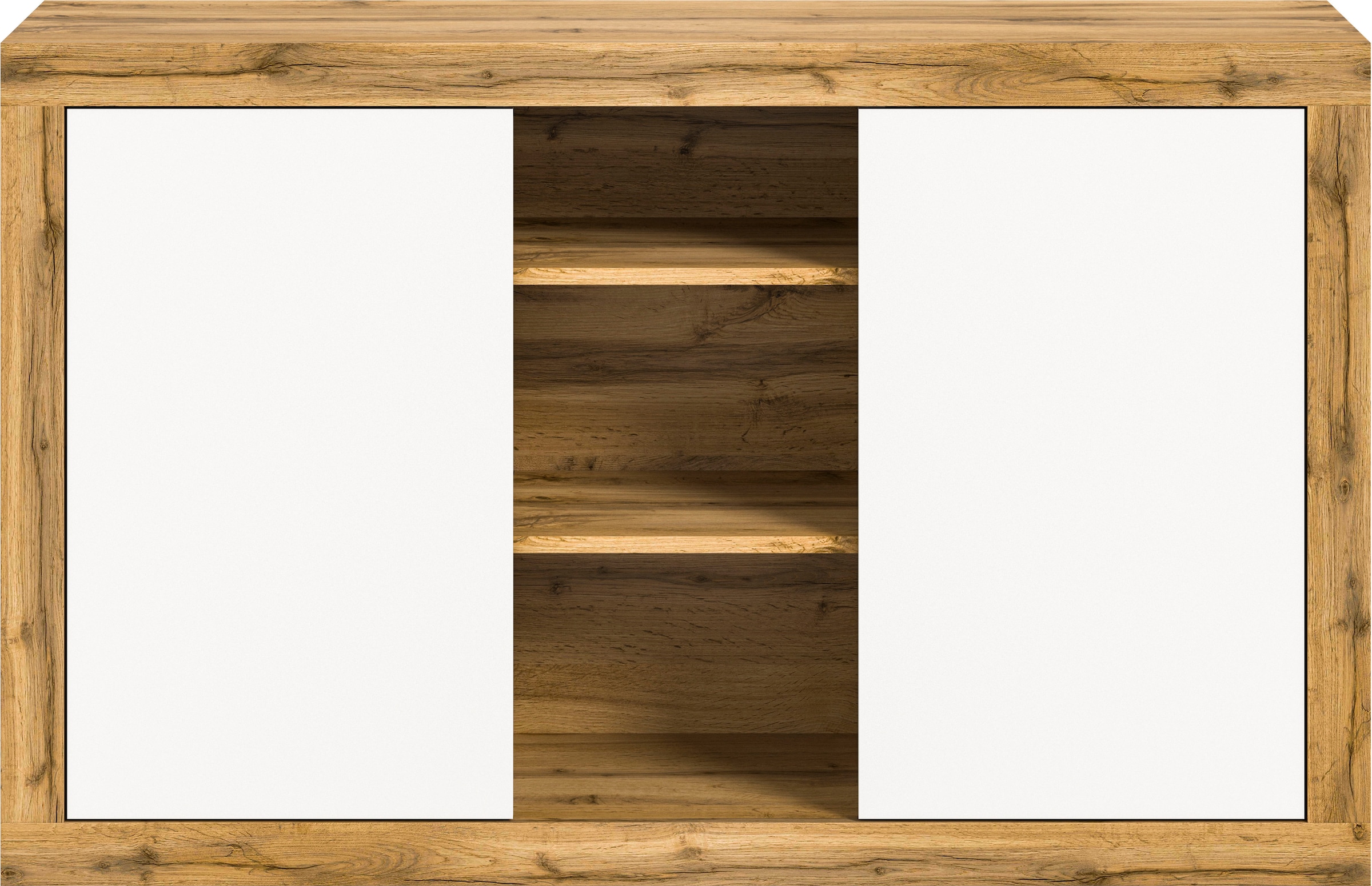 INOSIGN Sideboard »Trinity, Breite 130 cm, 2-türig, 3 offene Fächer, grifflose Fronten«, Anrichte, Kommode, Schrank, Stauraumschrank