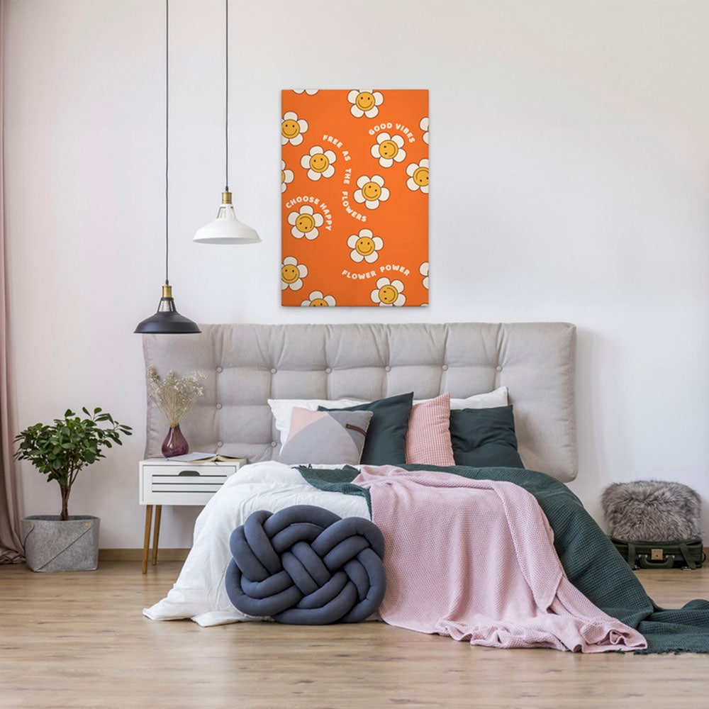 A.S. Création Leinwandbild "Flower Power4 - Wandbild Orange Gelb Keilrahmen günstig online kaufen