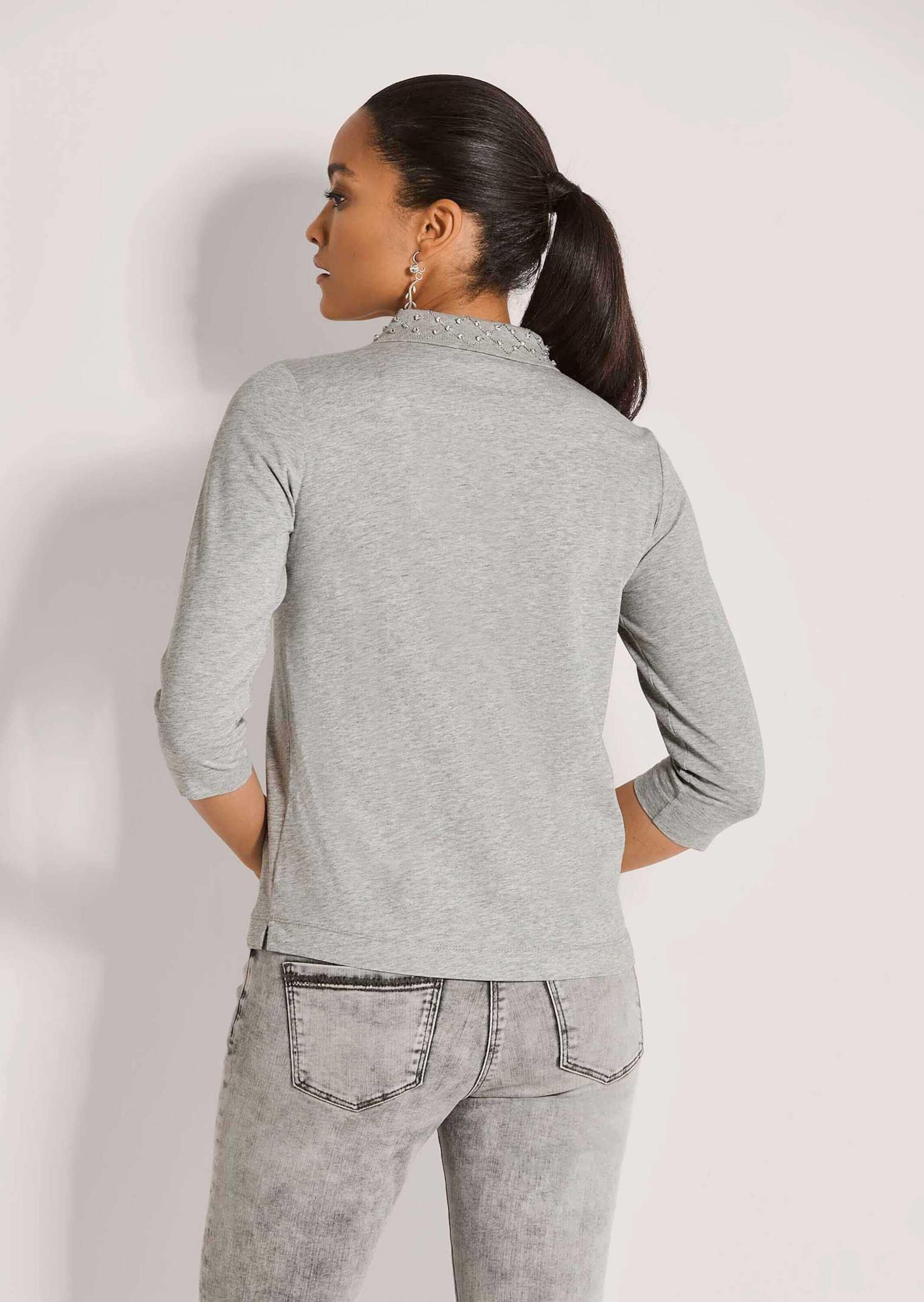 MADELEINE 3/4-Arm-Shirt »Shirt Poloshirt mit Zierstein-Kragen«