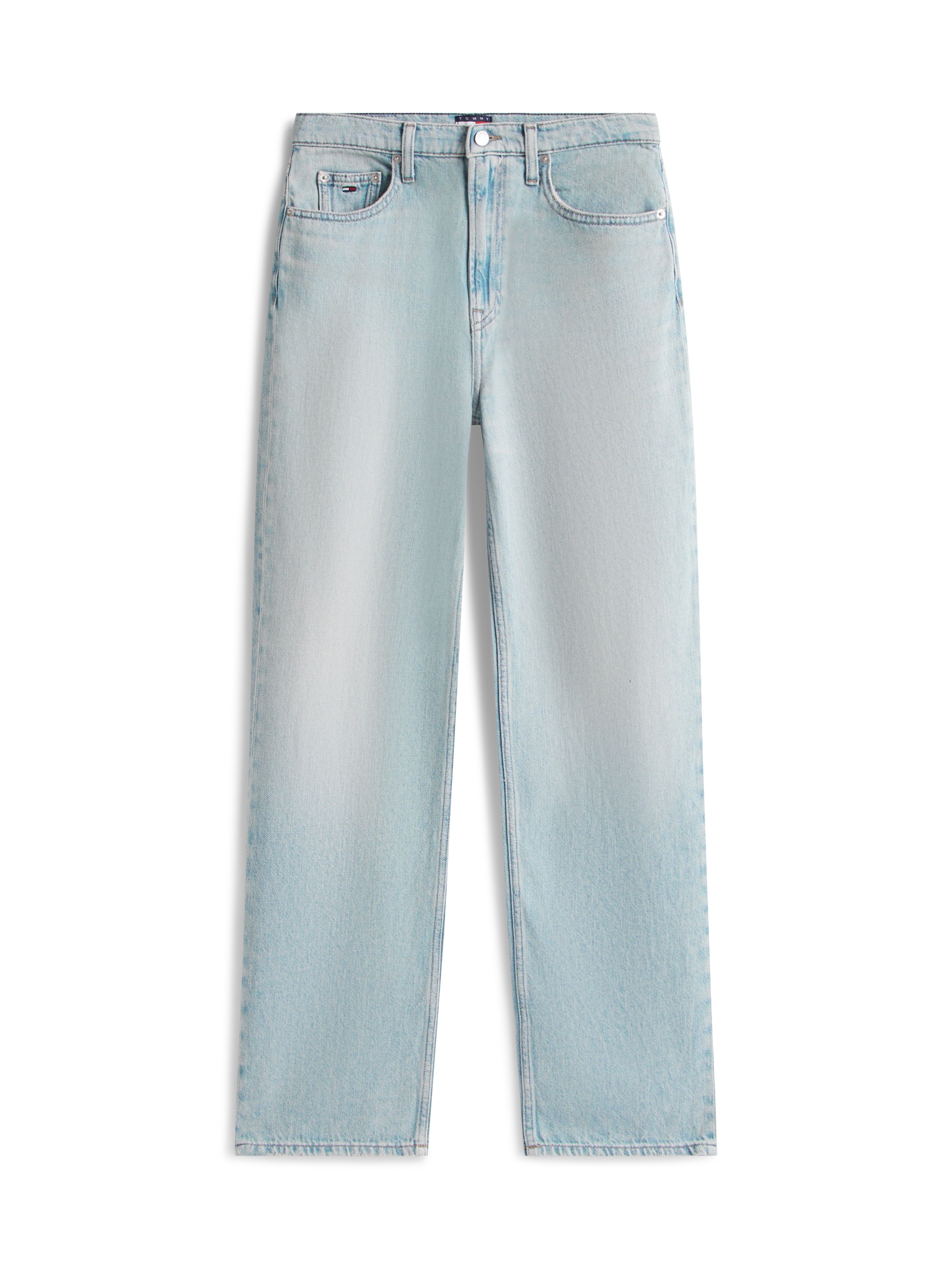 Straight-Jeans TOMMY JEANS "LAYLA HR SLIM STR", Damen, Gr. 26, Länge 32, denim light, Denim/Jeans, Obermaterial: 100% Baumwolle, unifarben, slim fit lang, Jeans Straight-Jeans, High Waist, Baumwoll-Qualität 3