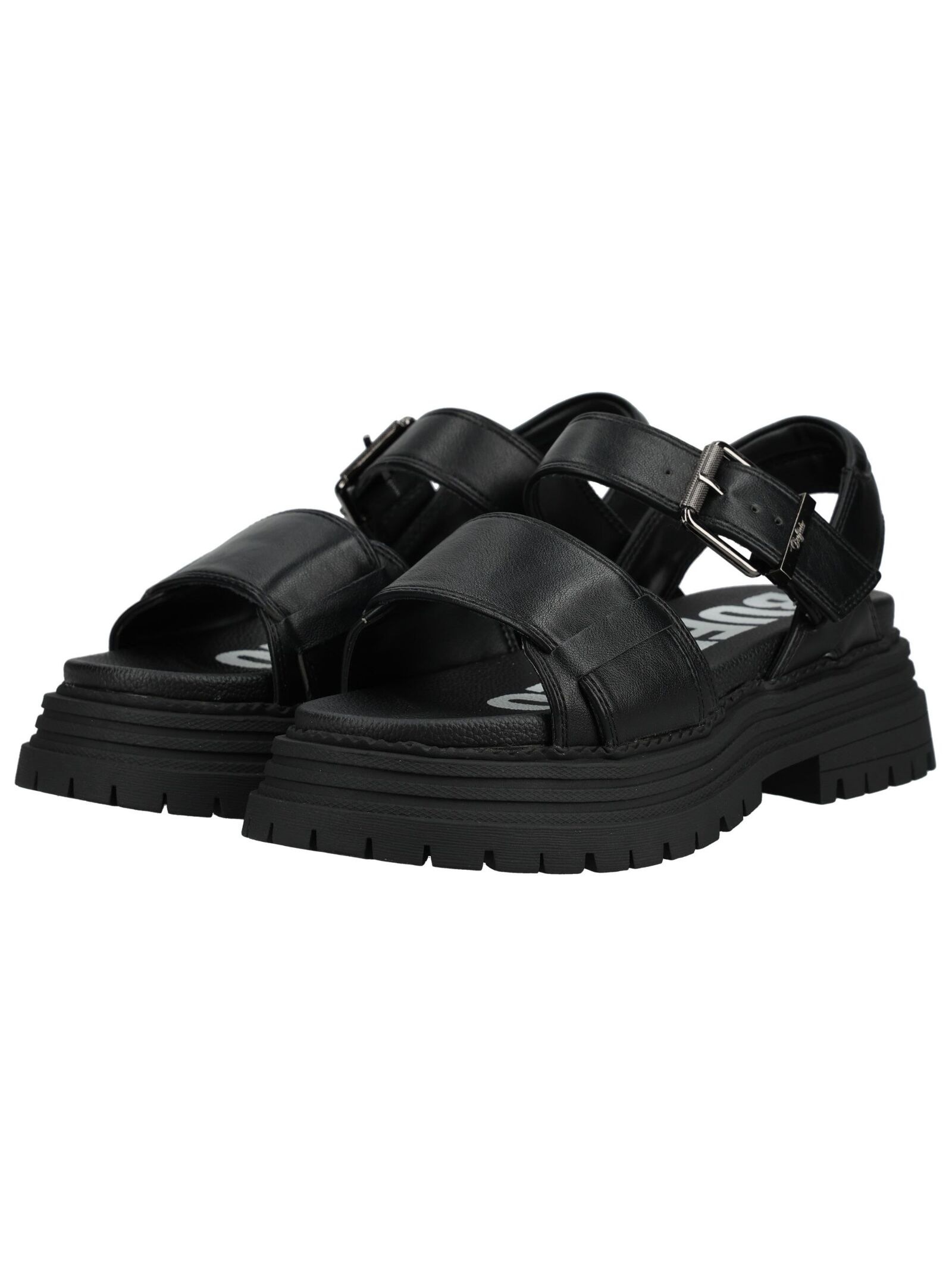 Riemchensandale BUFFALO "Buffalo Sandalen Lederimitat", Damen, Gr. 39, schwarz, Lederimitat, Schuhe Riemchensandale 3