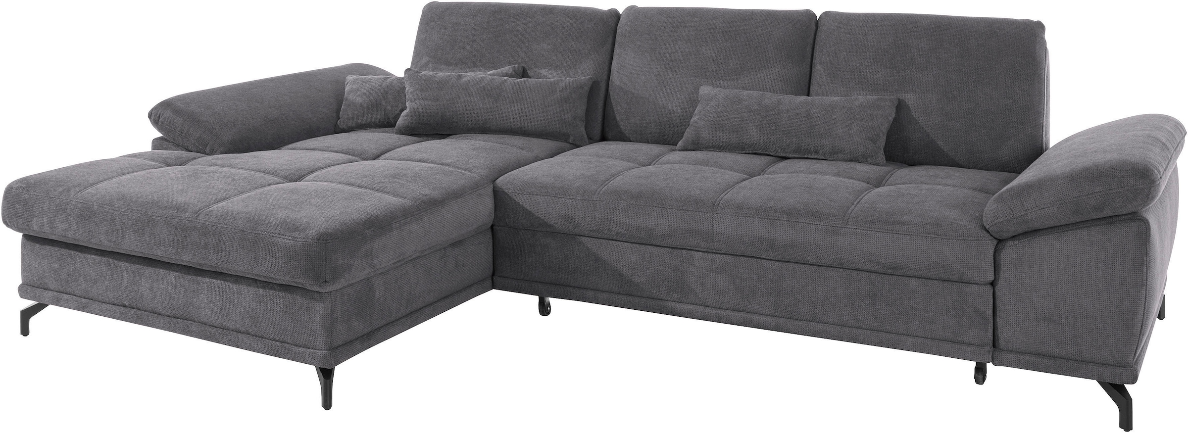 Places of Style Ecksofa Costello, mit Sitztiefenverstellung und Armlehnfunktion, incl. 3 Nierenkissen