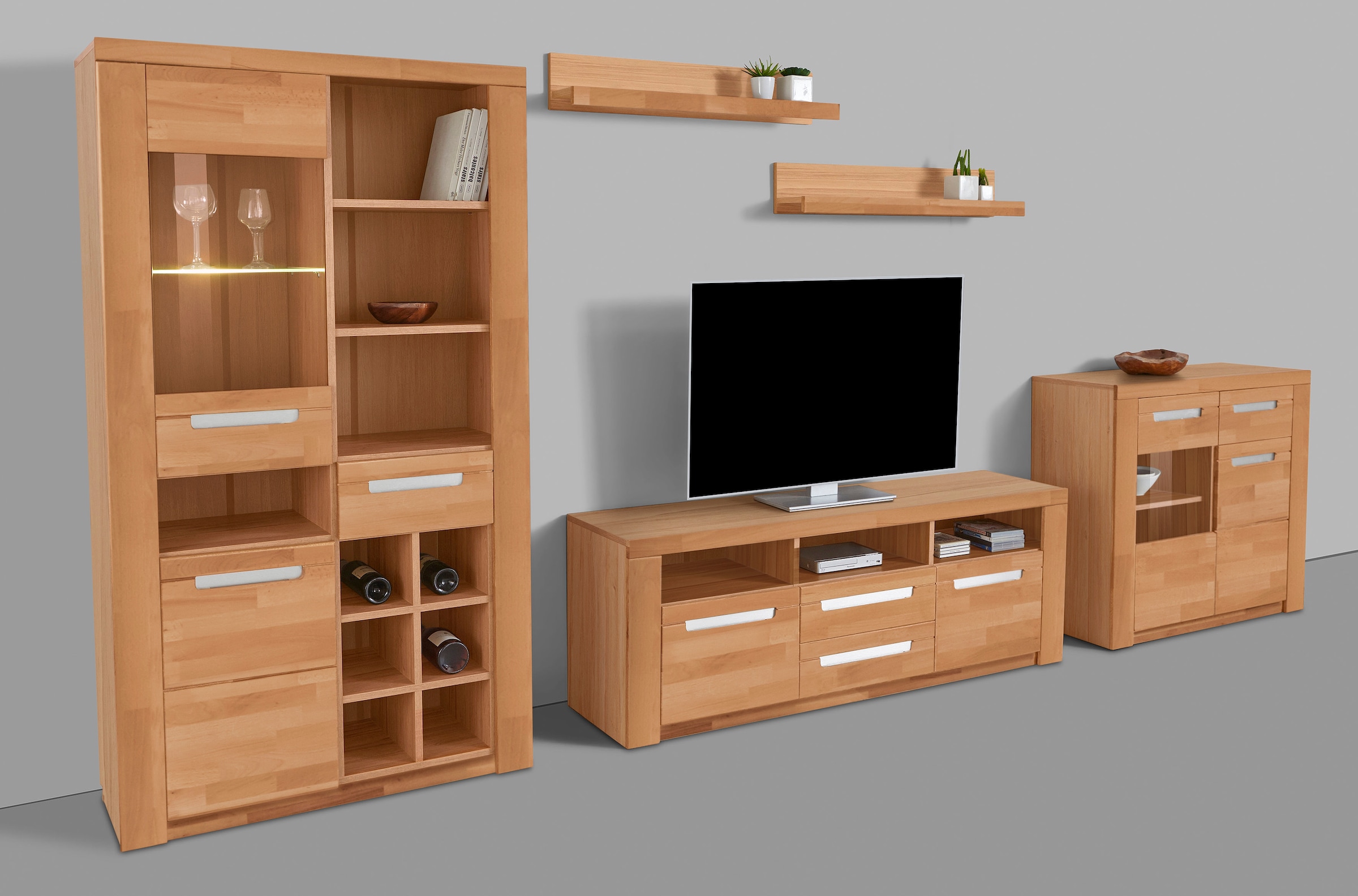 Home affaire Wohnwand »Kolding«, (Set, 5 St.), teilmassives Holz
