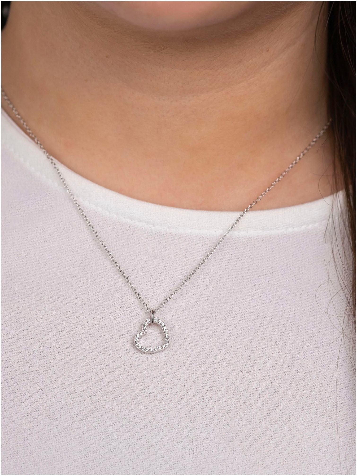 Engelsrufer Kette mit Anhänger »Herz, ERN-HEARTSHINY-S-ZI«, Made in Germany - mit Zirkonia (synth.)