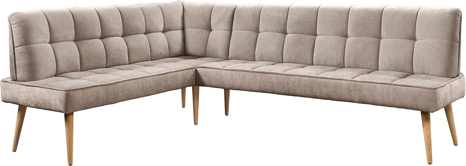 Eckbank EXXPO - SOFA FASHION "Latte", beige, B:254cm H:95cm T:196cm, 100% PES, Sitzbänke, Eckbank, moderne Sitz- und Rückensteppung, bequem und elegant, hoher Holzfuß 2