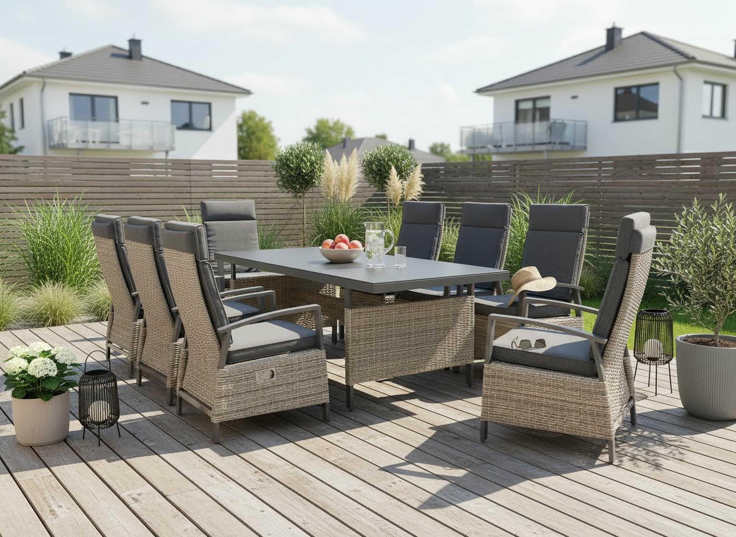 KONIFERA Garten-Essgruppe "New Monaco" Set, 8x Sessel, 8x Auflagen, 1x Tisc günstig online kaufen