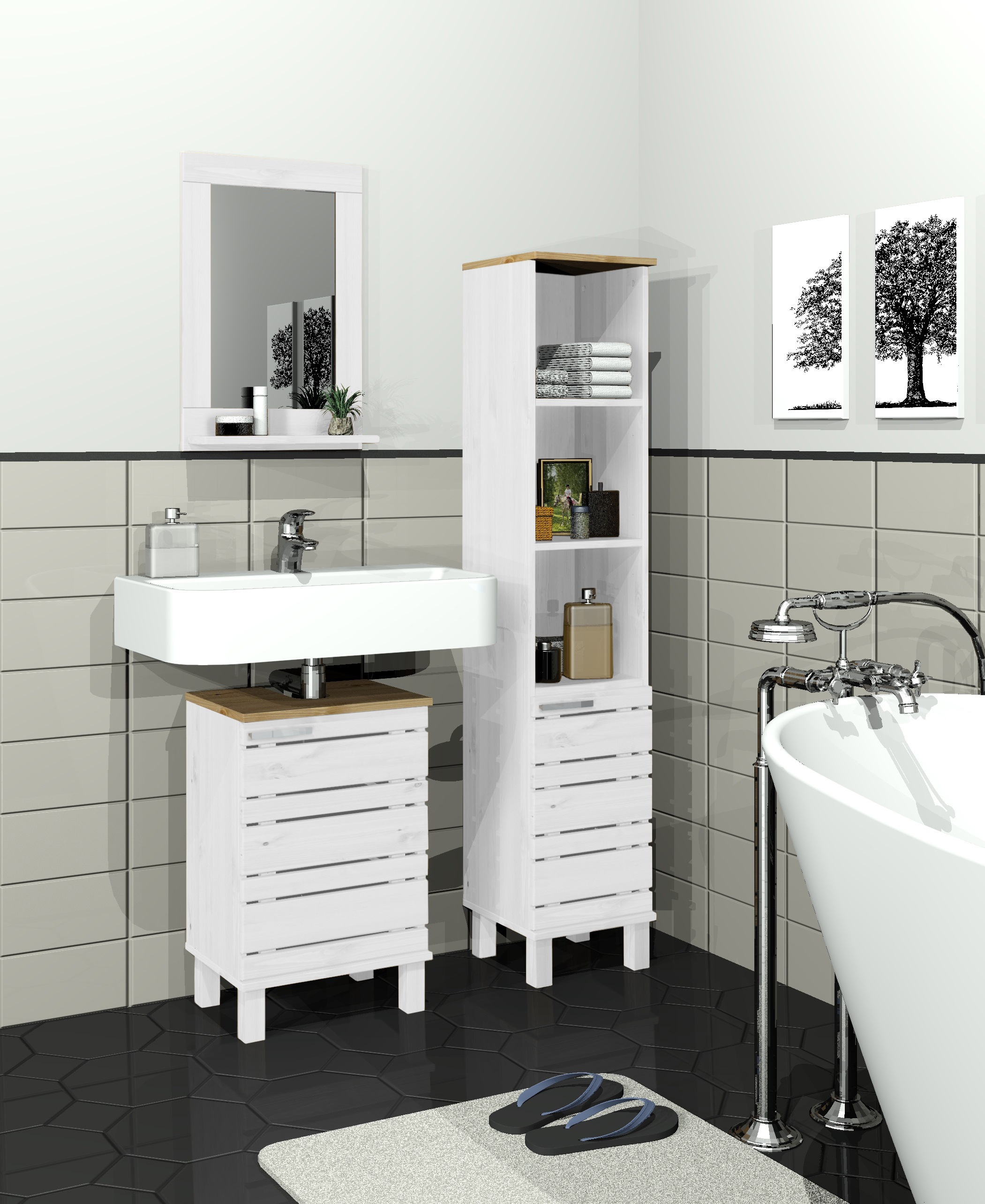 Home affaire Waschbeckenunterschrank "JOSIE", Breite 40 cm, aus Massivholz, günstig online kaufen