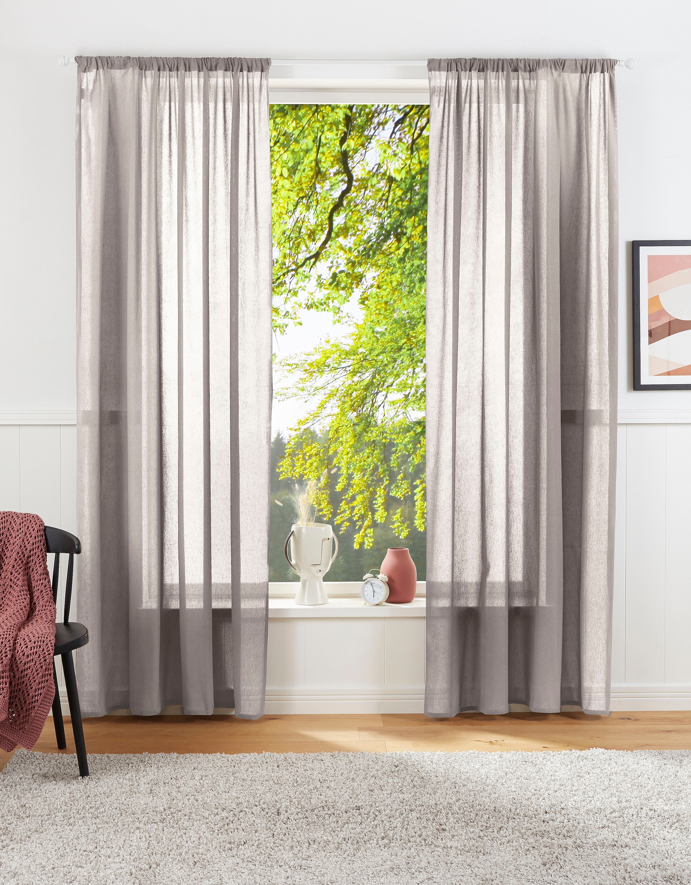 LeGer Home by Lena Gercke Vorhang "Lanea" Stangendurchzug 1 Stk. tlg. Leine günstig online kaufen