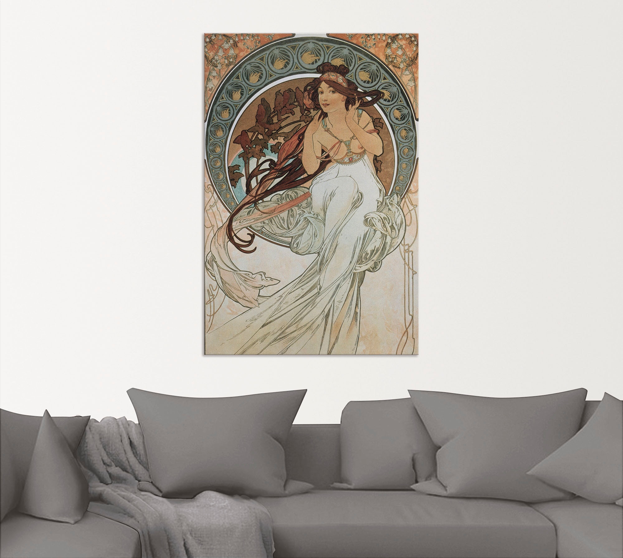 Artland Wandbild »Vier Künste: Die Musik. 1898«, Frau, (1 St.), als Alubild, Outdoorbild, Poster in verschied. Größen