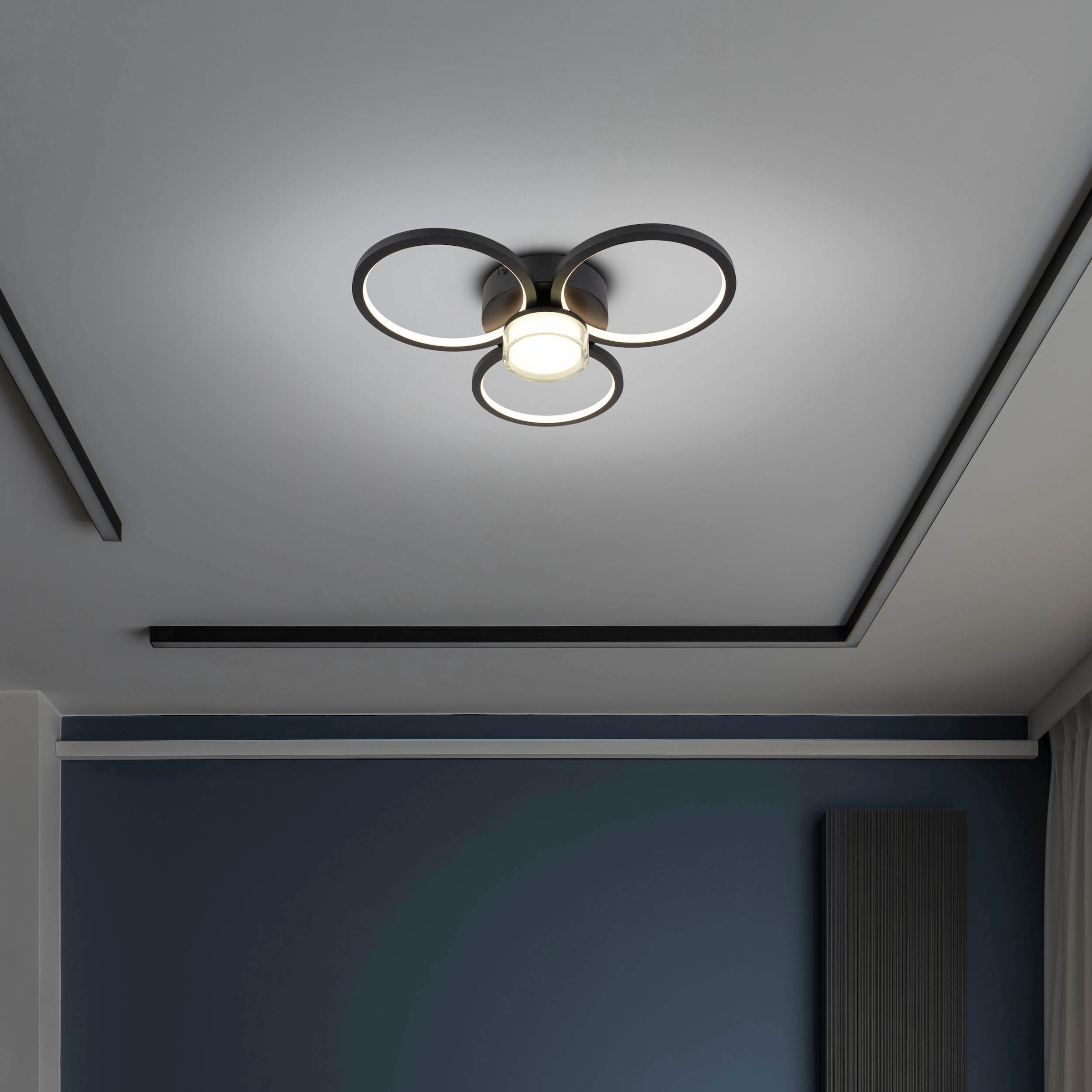 näve LED Deckenleuchte »Cimo«, 1 flammig, Leuchtmittel LED-Modul | LED wechselbar, stufenweise dimmbar per Wandschalter, Lichtfarbe warmweiß, schwarz