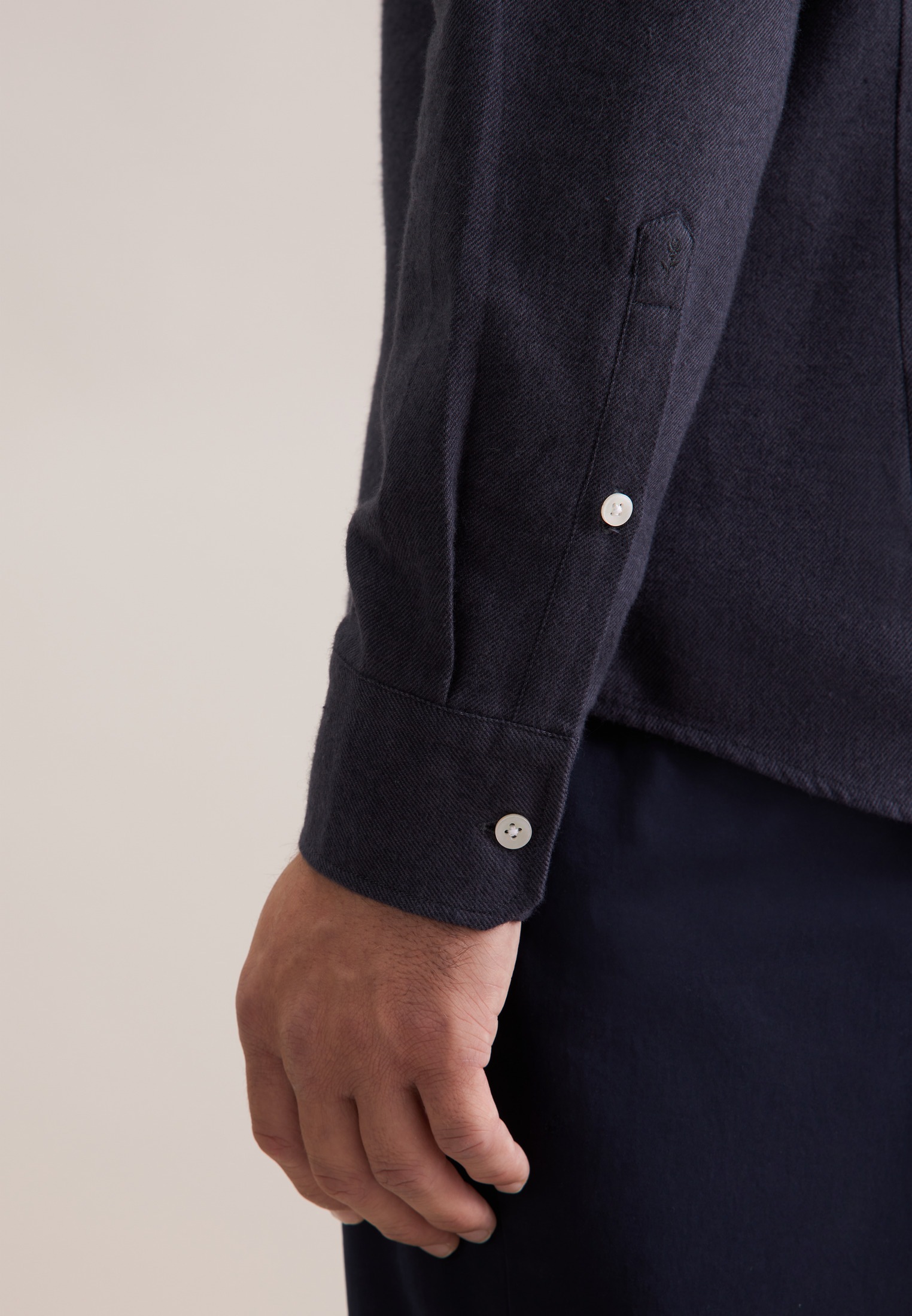 seidensticker Flanellhemd, Slim 1/1 Button-Down-Kragen Uni