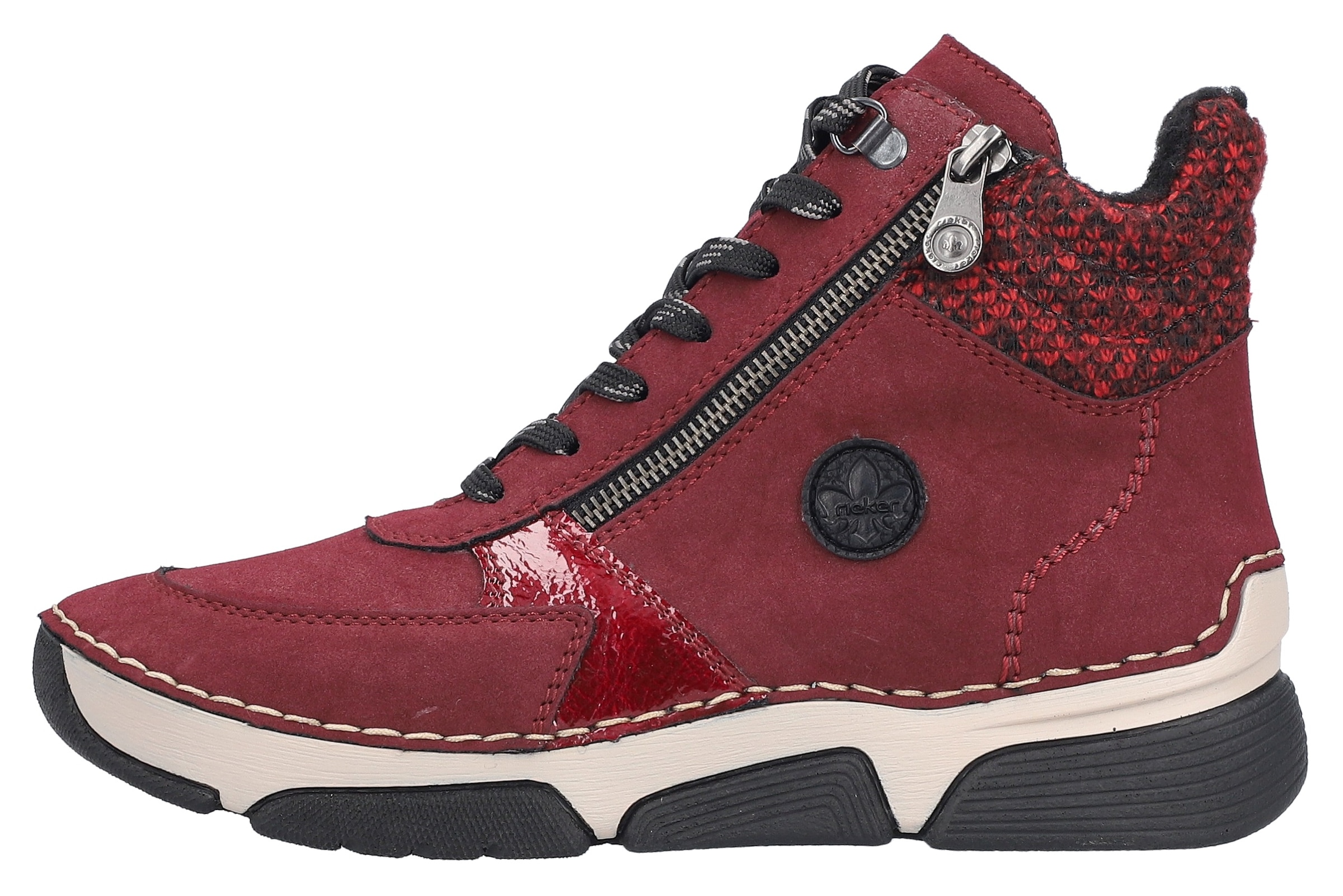 Rieker Winterboots, Schnürstiefelette, Schnürboots mit Textil-Besatz am Schaftrand