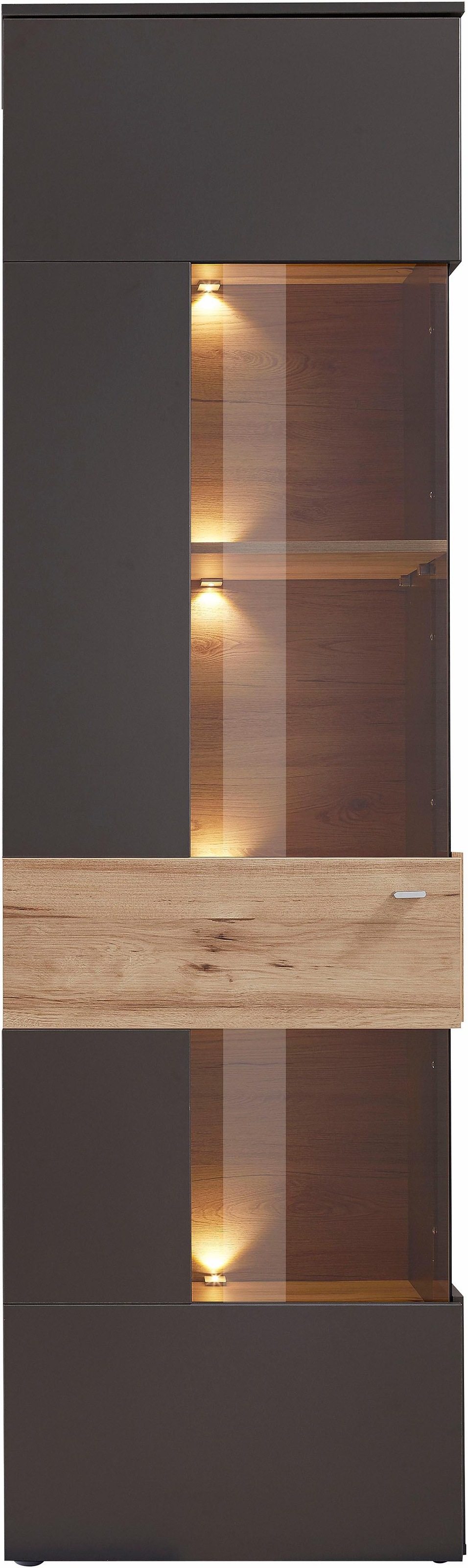 FORTE "Como" Vitrine, Glastüre, LED Beleuchtung, Soft Close Linksanschlag