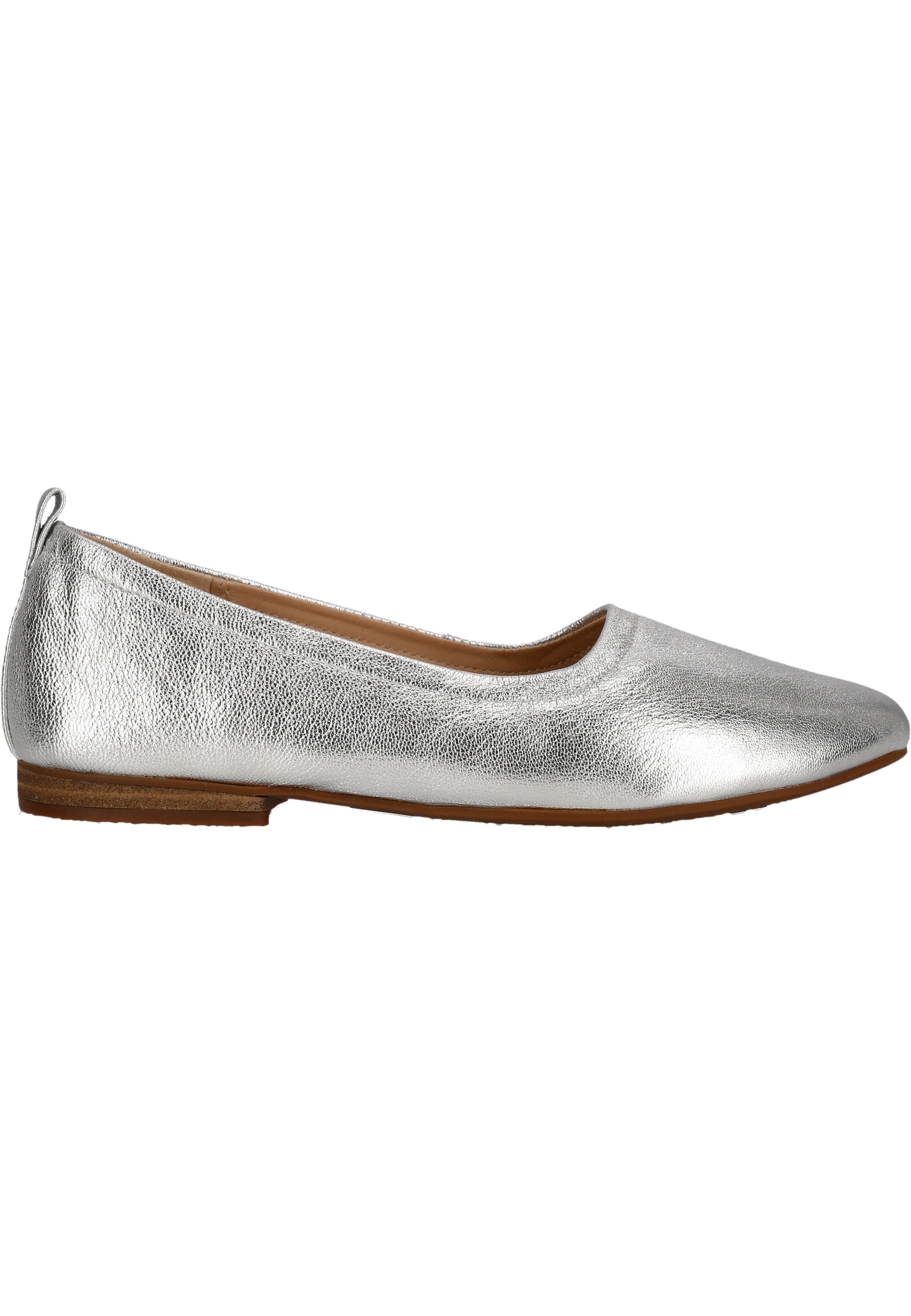 Ballerina CLARKS "Fawna Soft", Damen, Gr. 38, silber (silberfarben), Leder, Schuhe Ballerina, im coolen Metallic-Look 3