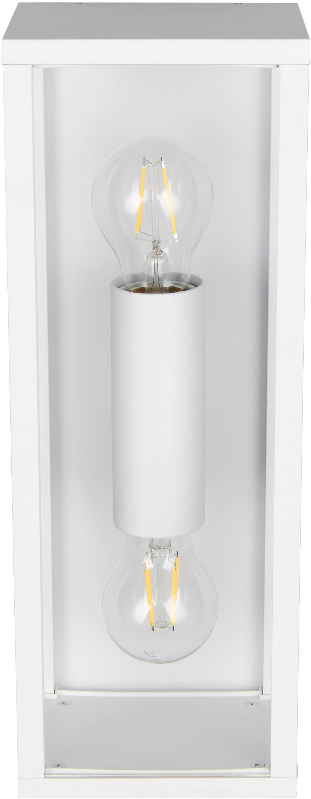 TRIO Leuchten Außen-Wandleuchte »GARONNE, Fassadenbeleuchtung, Wandlampe exkl 2x E27 max 10W, IP44«, 2 flammig, Leuchtmittel E27 | Leuchtmittel wechselbar, Wandleuchte Garten Terrasse, mit Glasschirm Höhe 38cm Breite 14cm