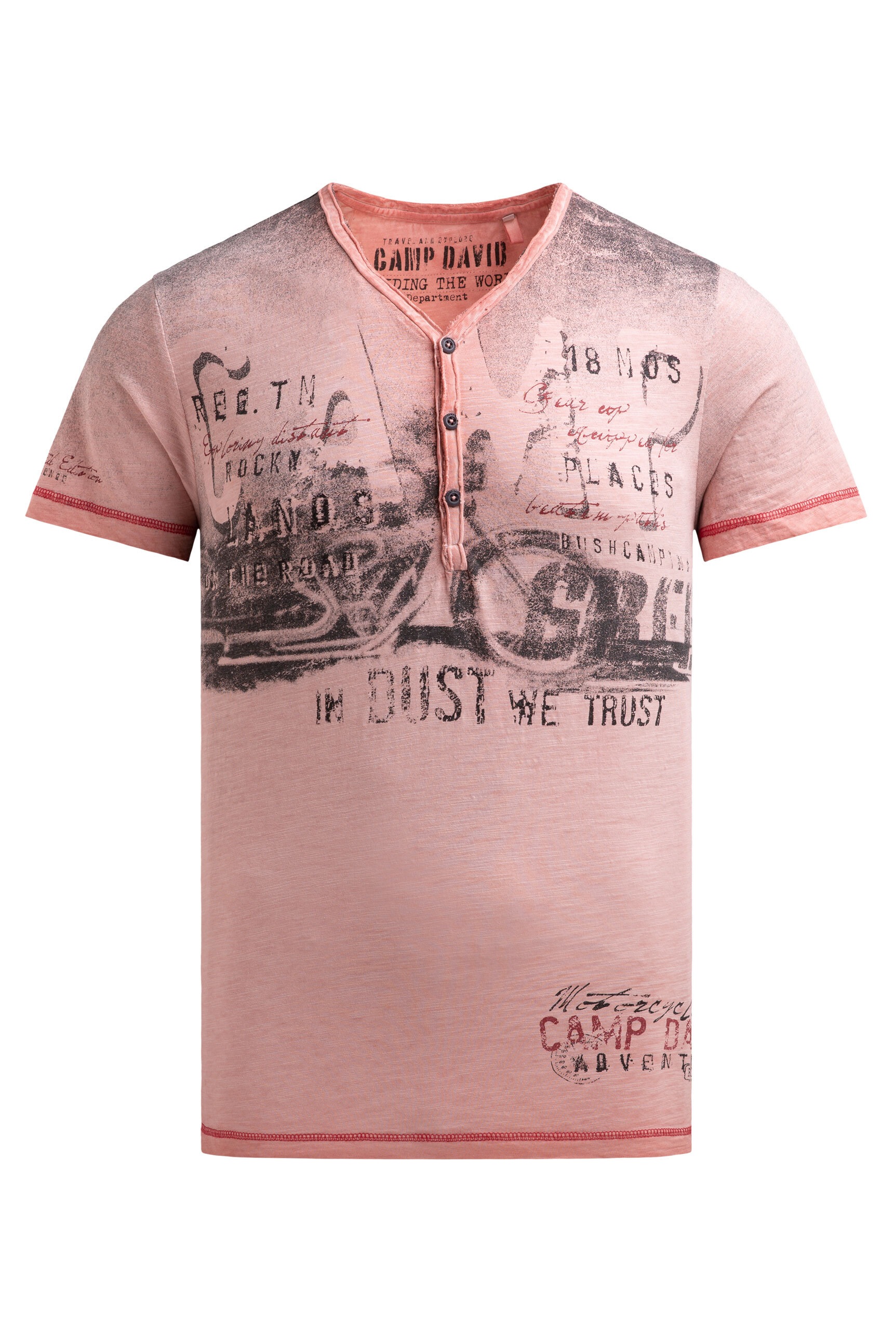 CAMP DAVID Henleyshirt, mit offener Kante am Ausschnitt