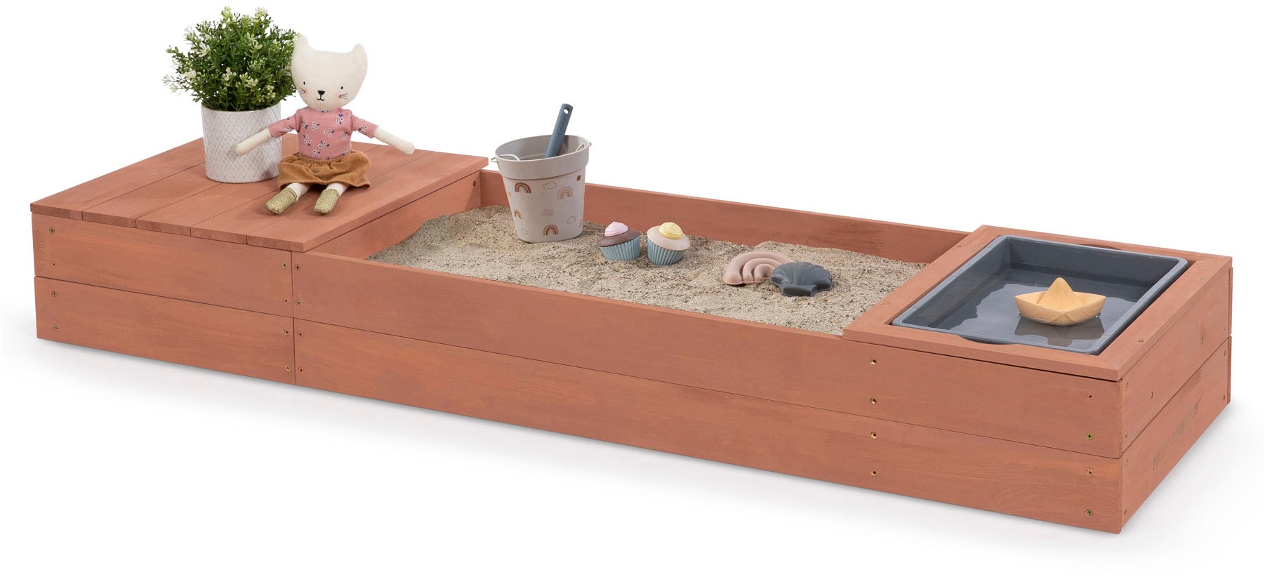 Sandkasten »Space Saver«, mit Matschwanne und Staufach