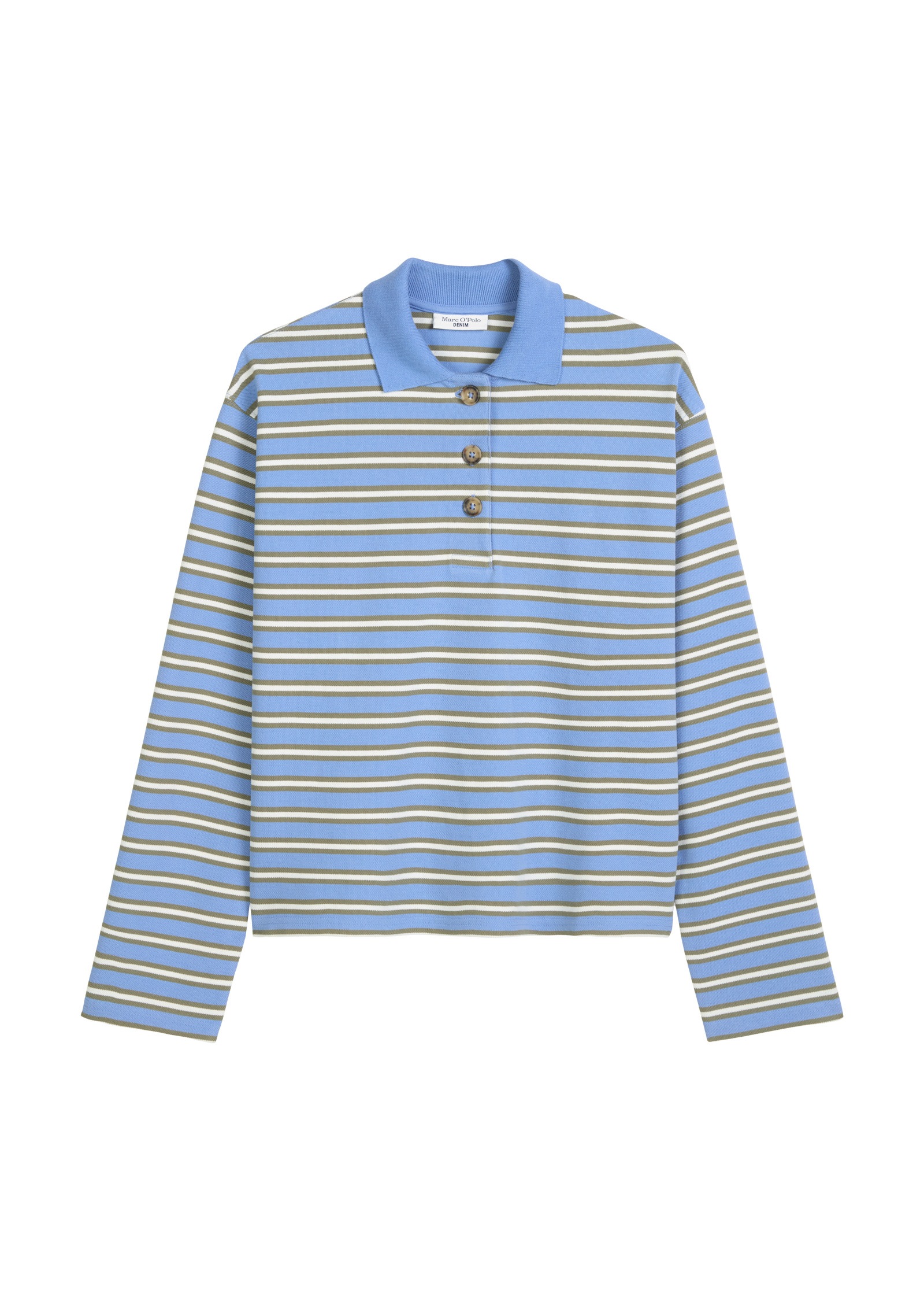 Marc O'Polo DENIM Langarm-Poloshirt »aus gestreiftem Heavy Piqué-Jersey«