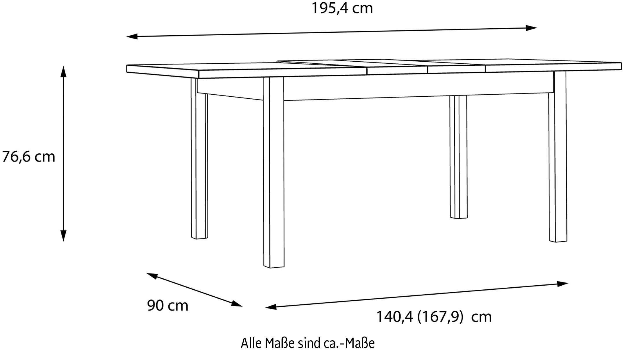 FORTE Esstisch, Ausziehbar 140-195 cm