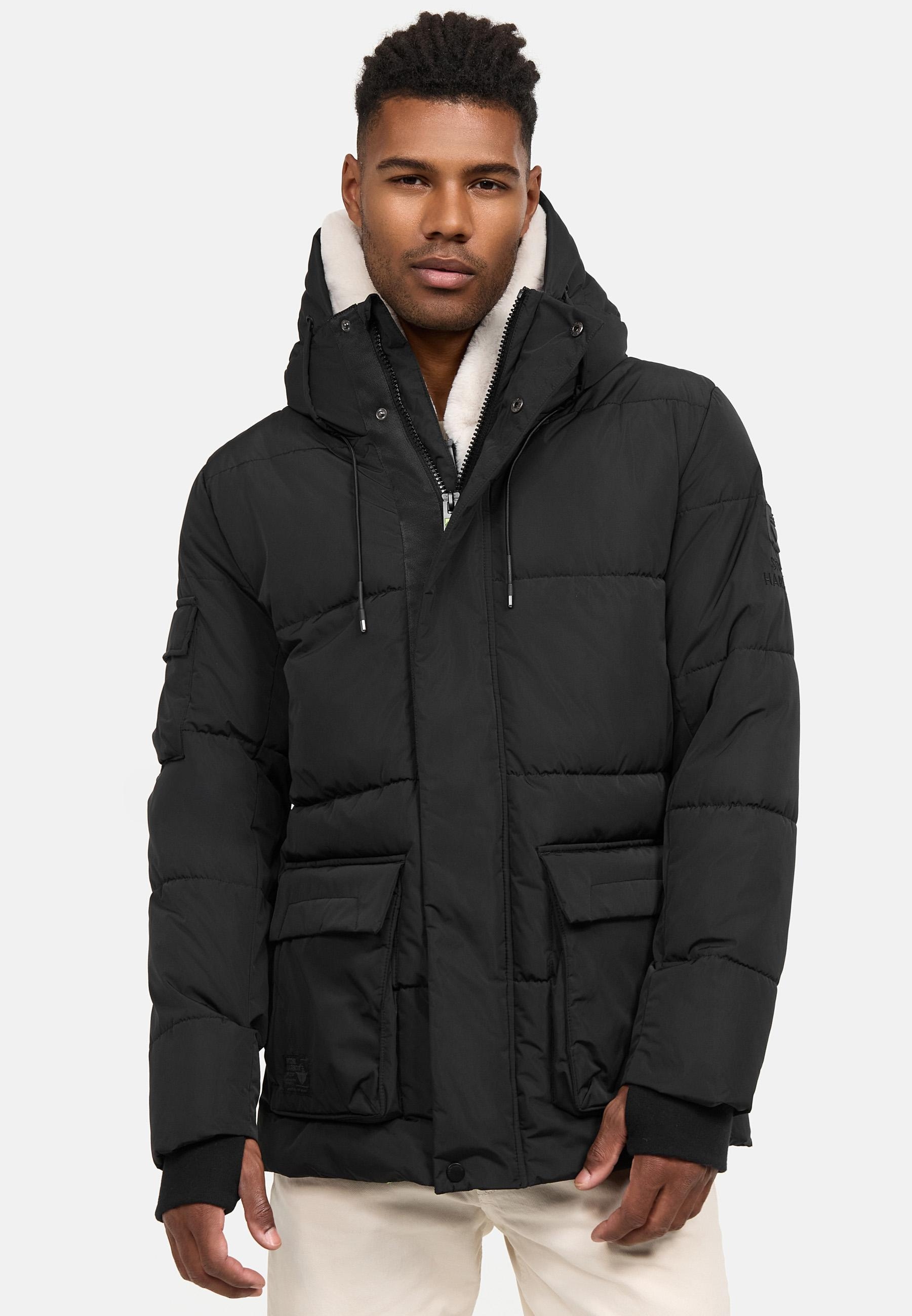 Stone Harbour Winterjacke »Lauroo XX«, mit Kapuze, urbane Herren Steppjacke mit kuscheligem Kunstpelz-Kragen