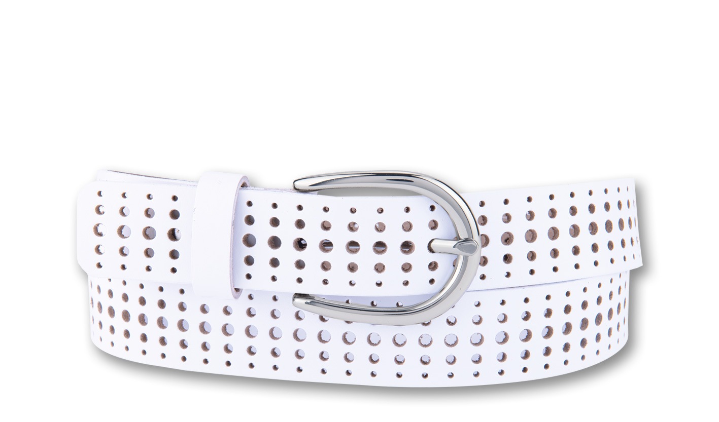BERND GÖTZ Ledergürtel "Ledergürtel mit Lochprägung & silberglänzender Halbschließe"