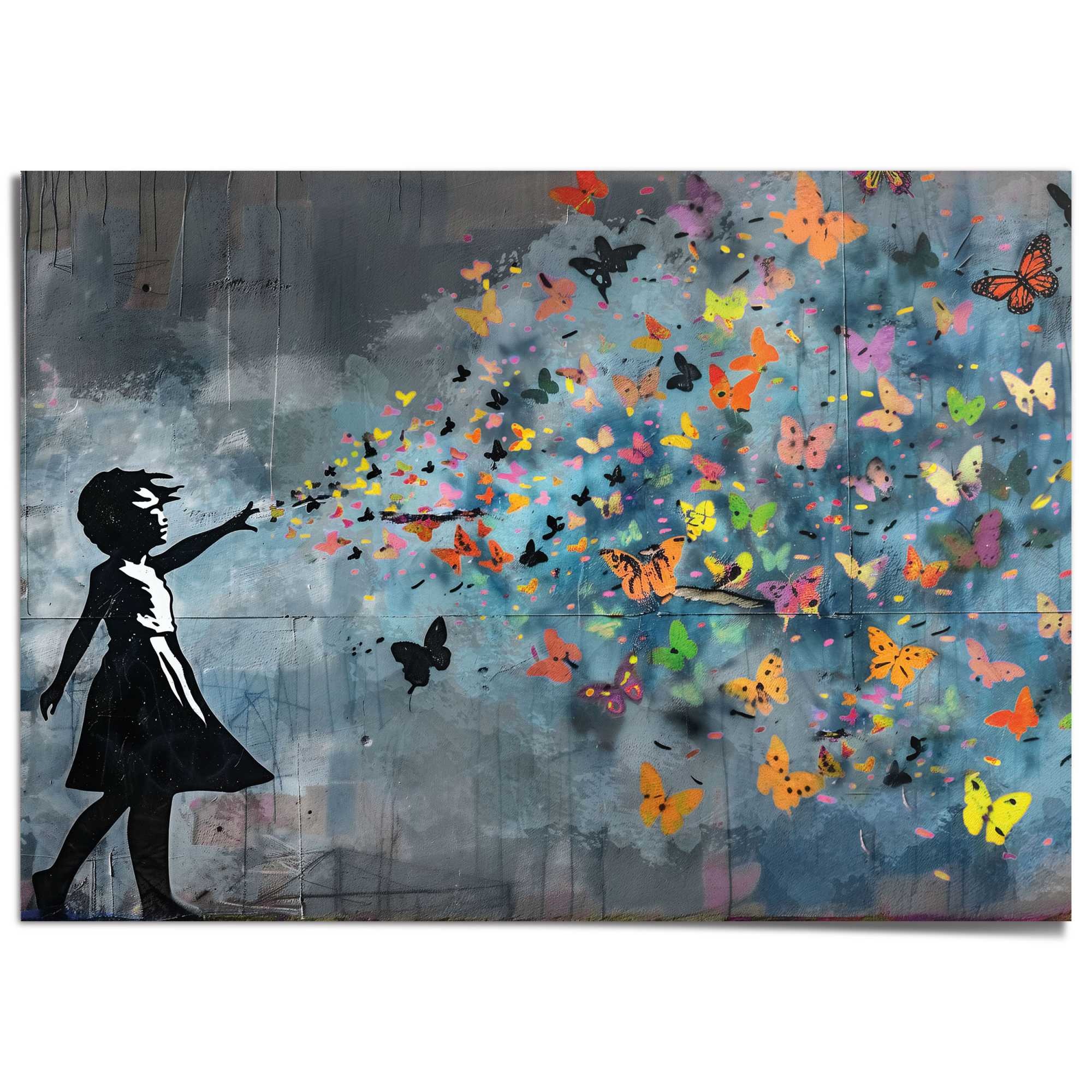 Reinders! Poster »Schmetterlingsregen« 1 Stk. tlg. Wohnzimmer - Blau - Papier - Street Art - 140x100 cm