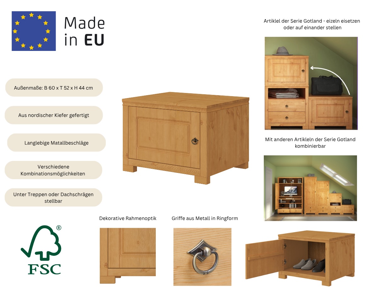 Thumbnail - OTTO home Beistellschrank "Gotland, Schrankmodulsystem, einzeln oder mit der Serie kombinierbar" H/B/T ca. 60/60/52 oder...