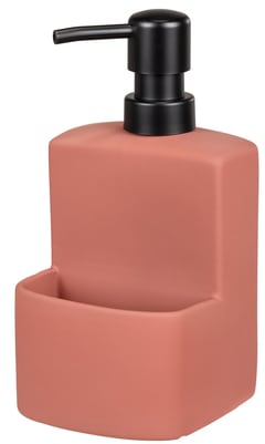 WENKO Spülmittelspender »Modell Festival«, aus Keramik, Soft-Touch Beschichtung, mit Spülschwamm-Fach, 380 ml