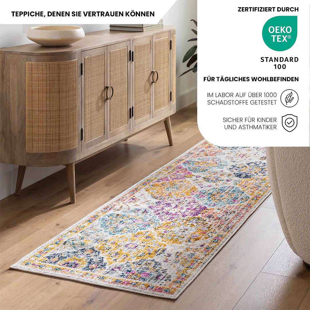 Livabliss Teppich »CUZCO«, rechteckig, 7 mm Höhe, Vintage Orientteppich, Kurzflor Boho Wohnzimmerteppich, Läufer