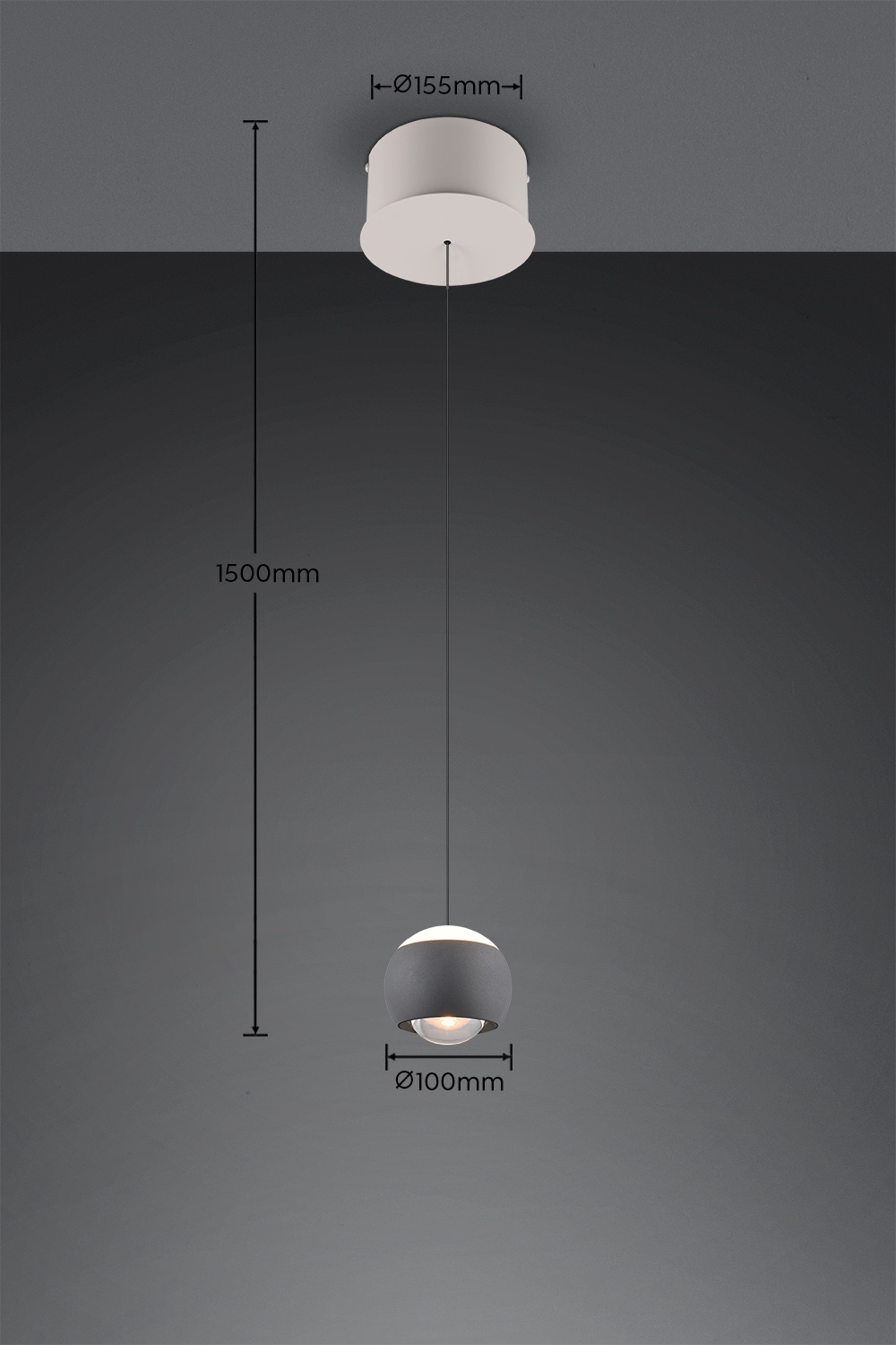 Musterring LED Pendelleuchte »CANNON, 1-flammige LED Hängelampe 5W 500Lumen 2300-4000K CCT« LED-Board 1 Stk. Farbwechsler | warmweiß - kaltweiß mit Fernbedienung, stufenlos höhenverstellbar max 195cm dimmbar Memory