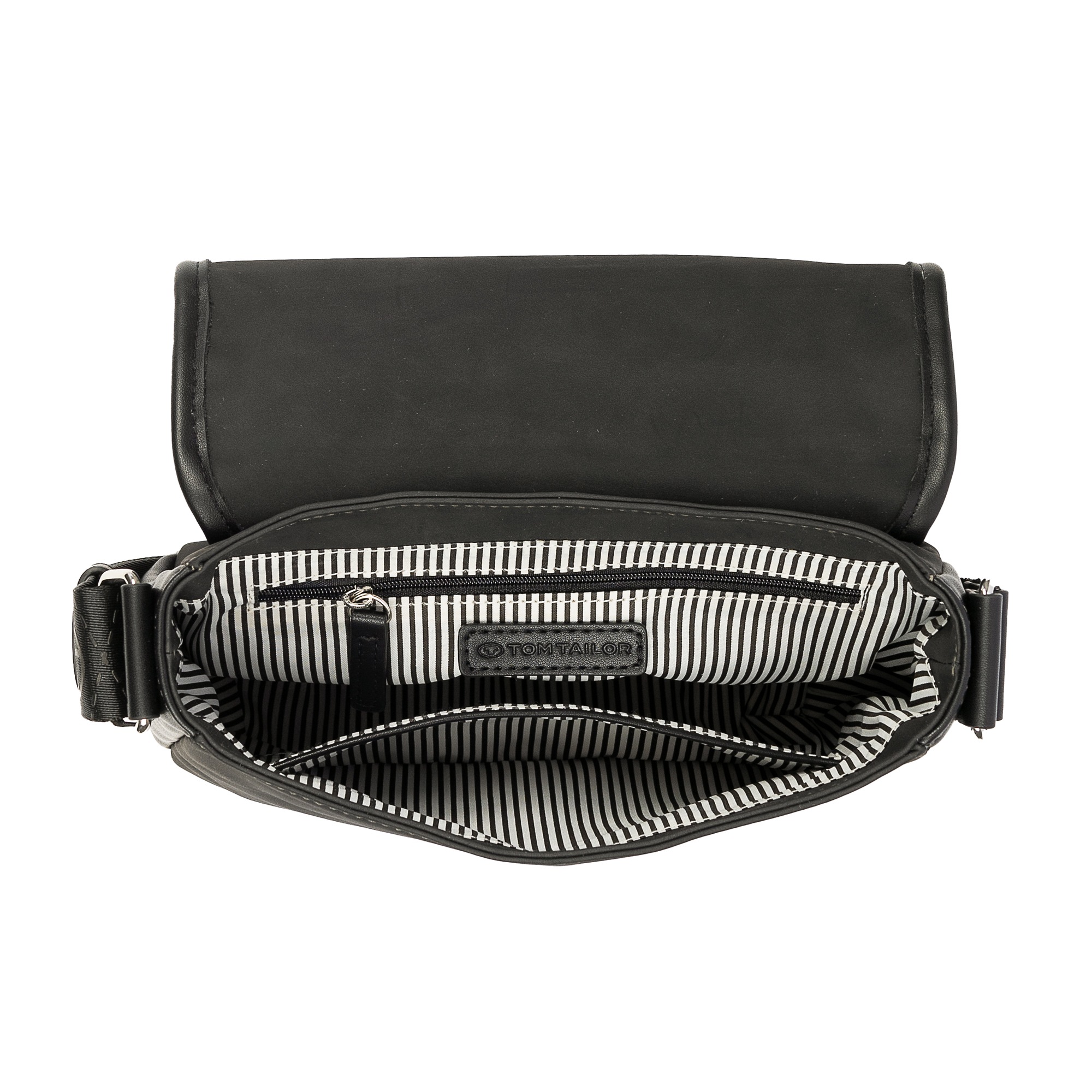 TOM TAILOR Satteltasche »Yara«, feines Nubukimtat mit Glattlederimitat sowie Gewebeband mit Logodruck