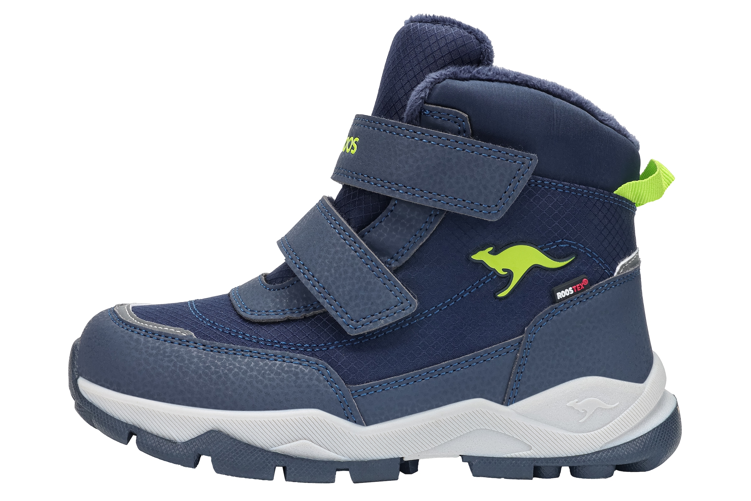 Winterboots KANGAROOS "K-FR BOREALIS V RTX", Jungen, Gr. 36, bunt (dk navy, lime), Synthetik, Textil, Schuhe Winterboots, Snowboots, Winterboots, Winterschuhe, wasserdicht, wärmend