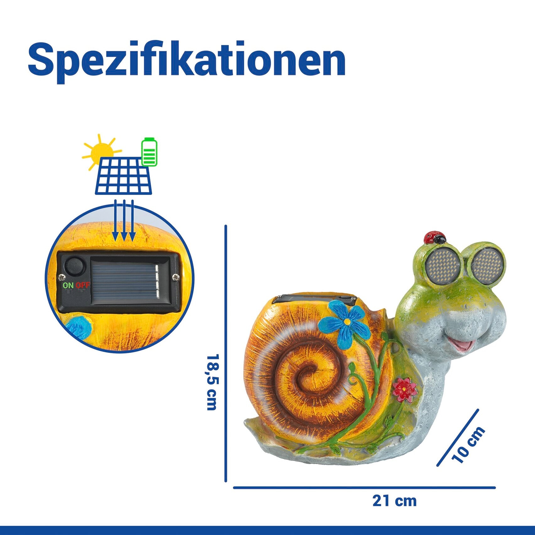 Maximex LED Dekofigur »Modell Blinky Eyes Schnecke« Warmweiß solarbetriebene Gartenfigur mit leuchtenden Augen, für Garten & Balkon