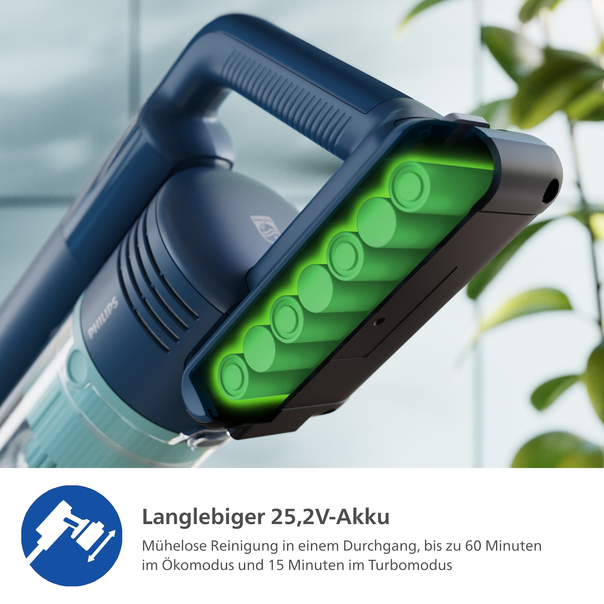 Philips Akku-Hand-und Stielstaubsauger »XC5242/10 5000 Series „Teppichwunder“ mit Flexrohr«, mit bis zu 60 Minuten Laufzeit und TriActive Multi-LED-Düse