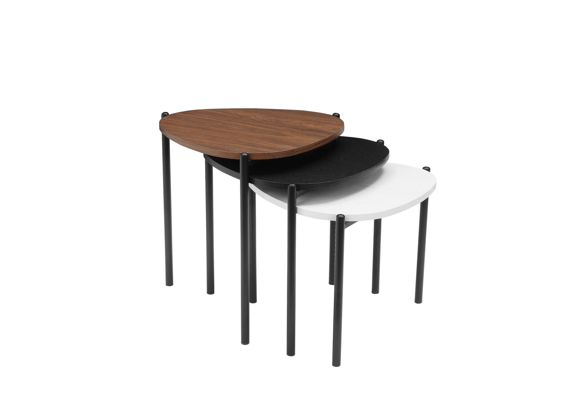 INOSIGN Couchtisch »Alek«, modernes 3tlg. Tischset walnuß, weiß und schwarz